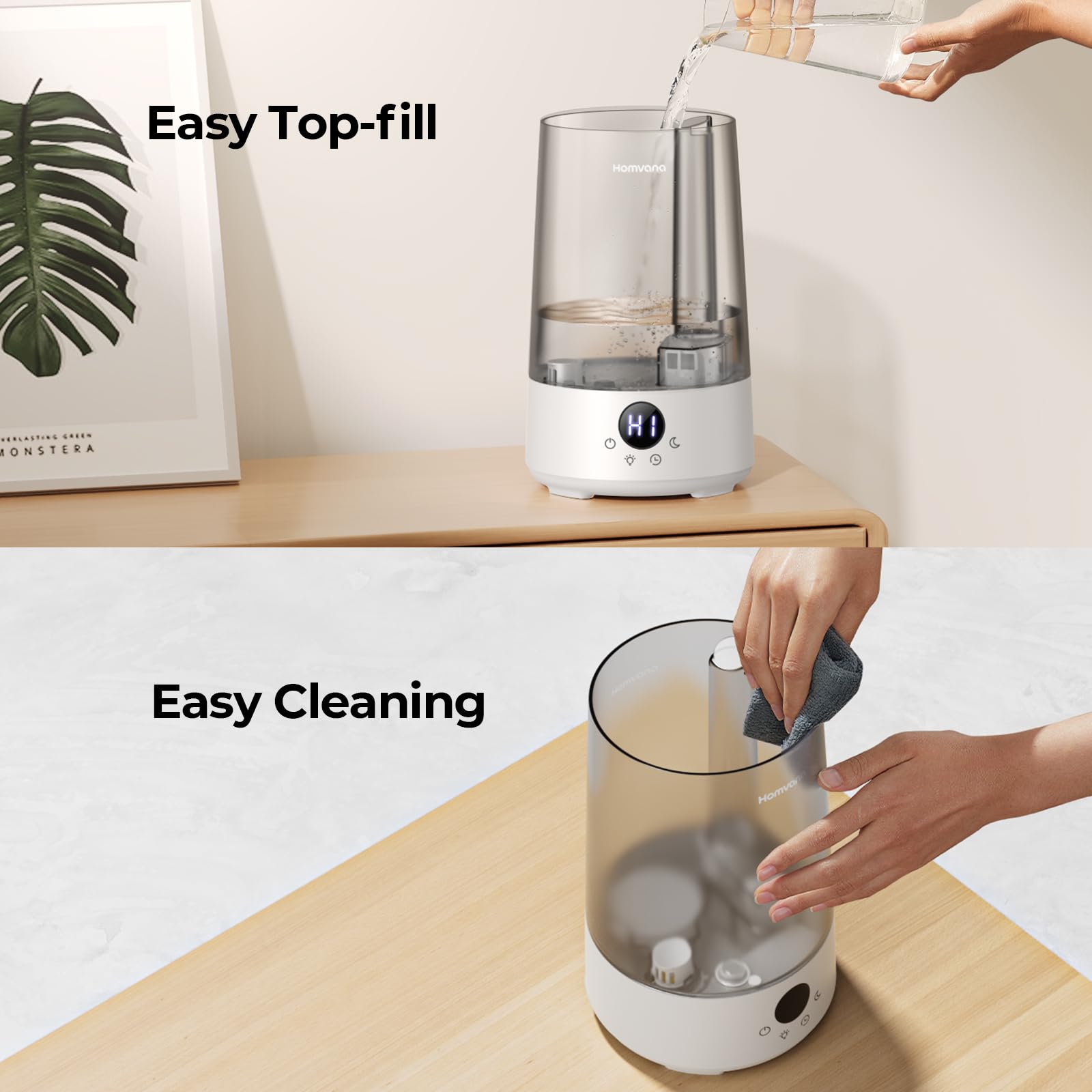 Homvana H101 3.6L Cool Mist Humidifier for Bedroom | Quiet Operation | 34-Hour Runtime 6