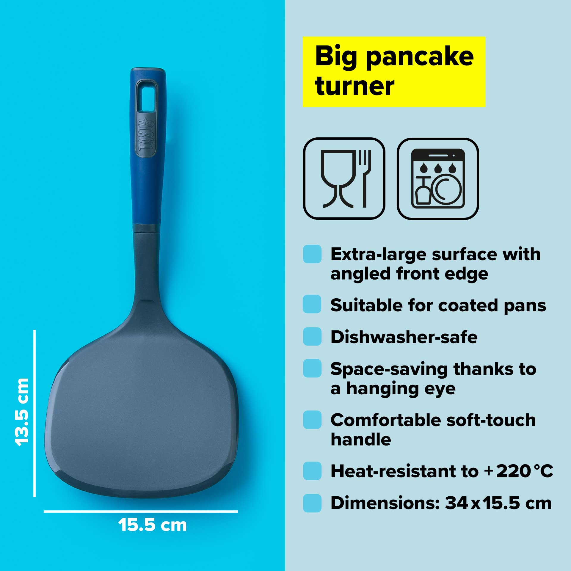 Tasty Pancake Turner - Extra Large, Soft-Touch Handle, Heat Resistant up to +220°C | Dark Blue/Grey 2