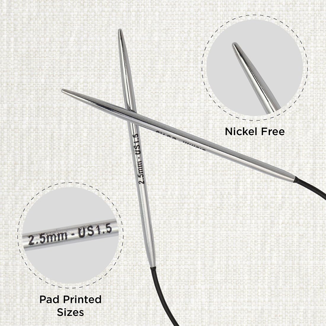 KnitPro Nova Fixed Circular Knitting Needles - 2.50mm Size | 25cm Length | Nickel-Free Brass 2