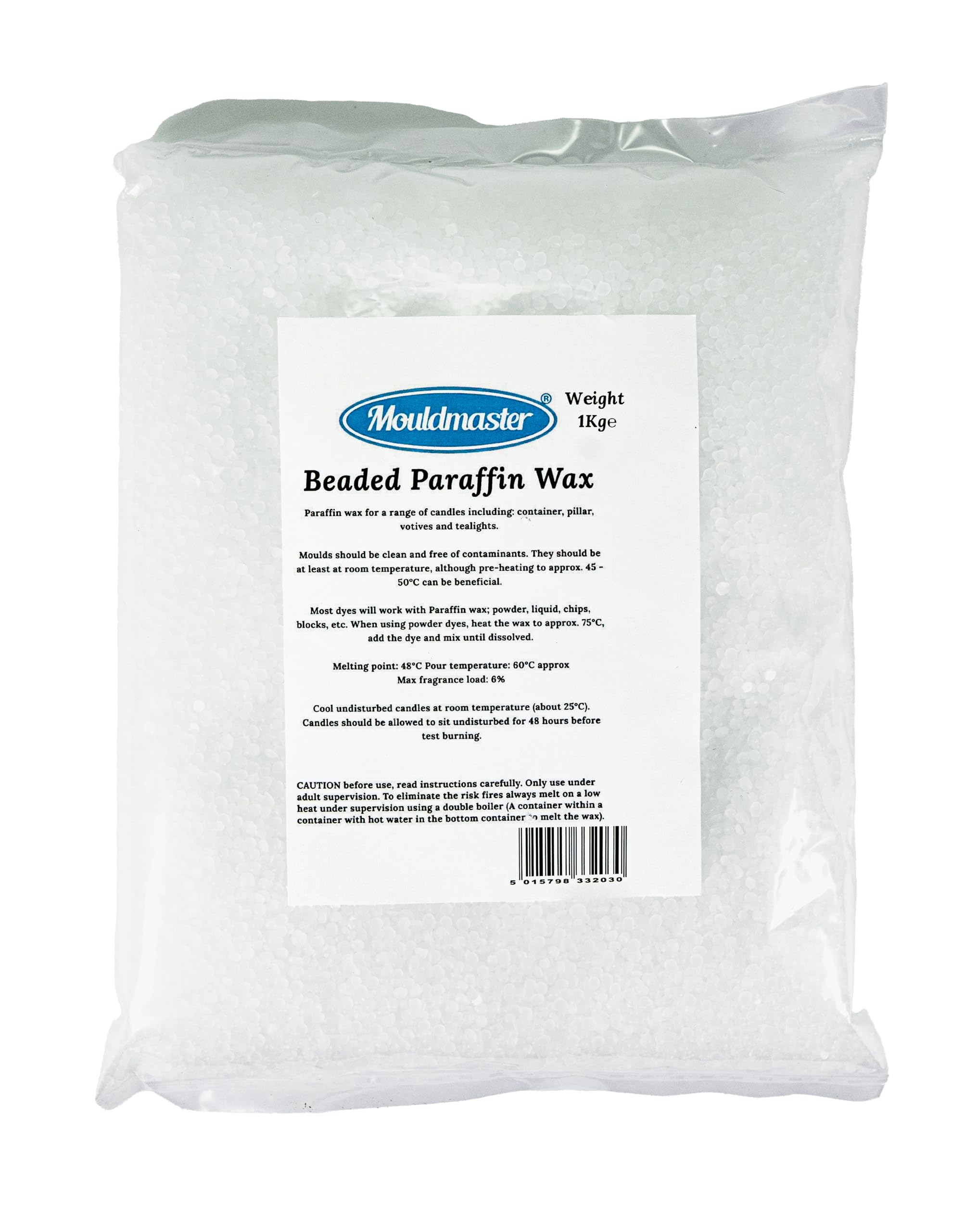 Mouldmaster Candle Making Wax - Paraffin Blend | 1kg Bag | Transparent 2