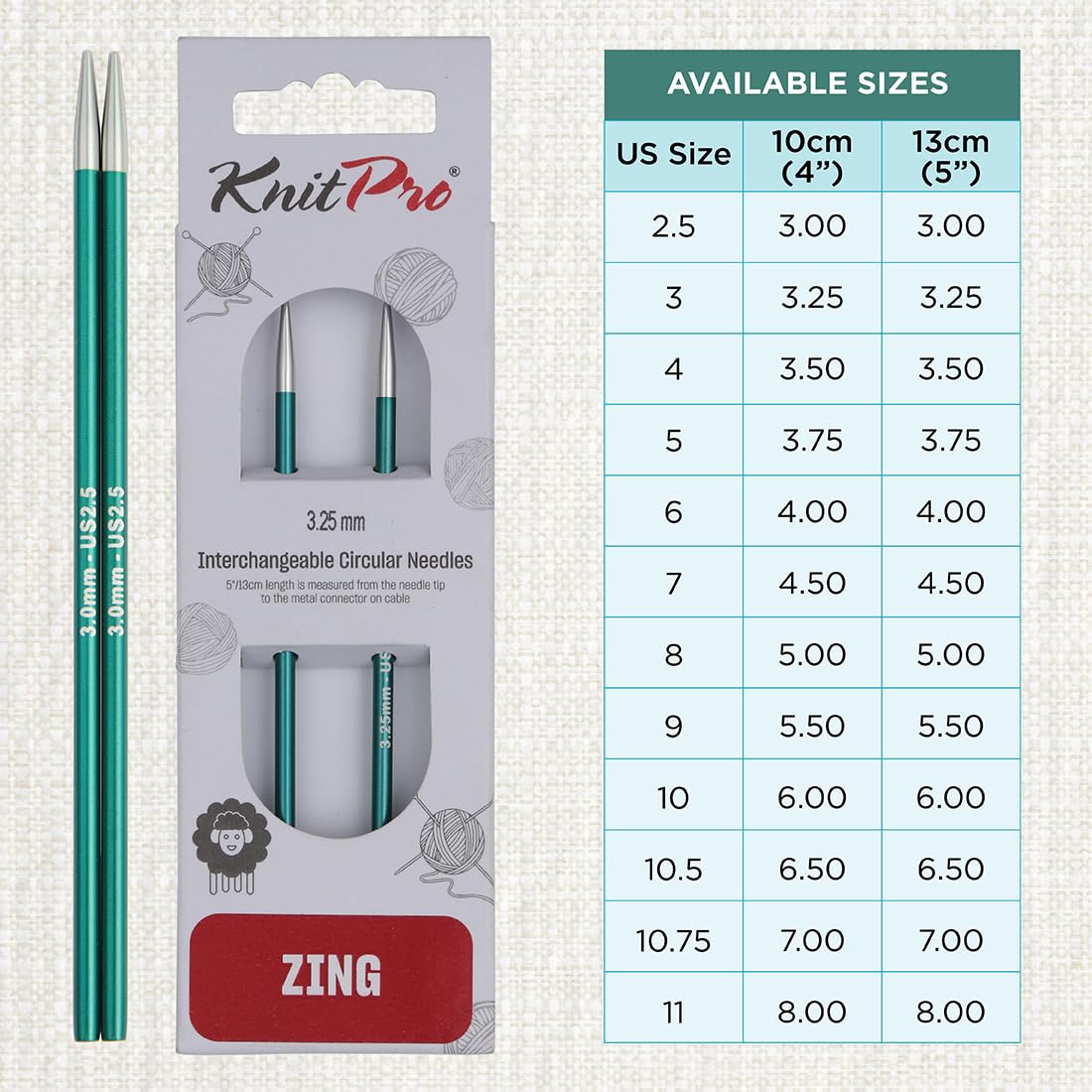 KnitPro ZING KP47512 Interchangeable Circular Knitting Needles - 3.25mm Aluminium 4