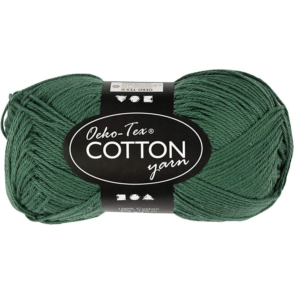 Creativ Cotton Yarn - Dark Green No. 8/4 | 170m Length | 50g Ball | Oeko-Tex Certified 2