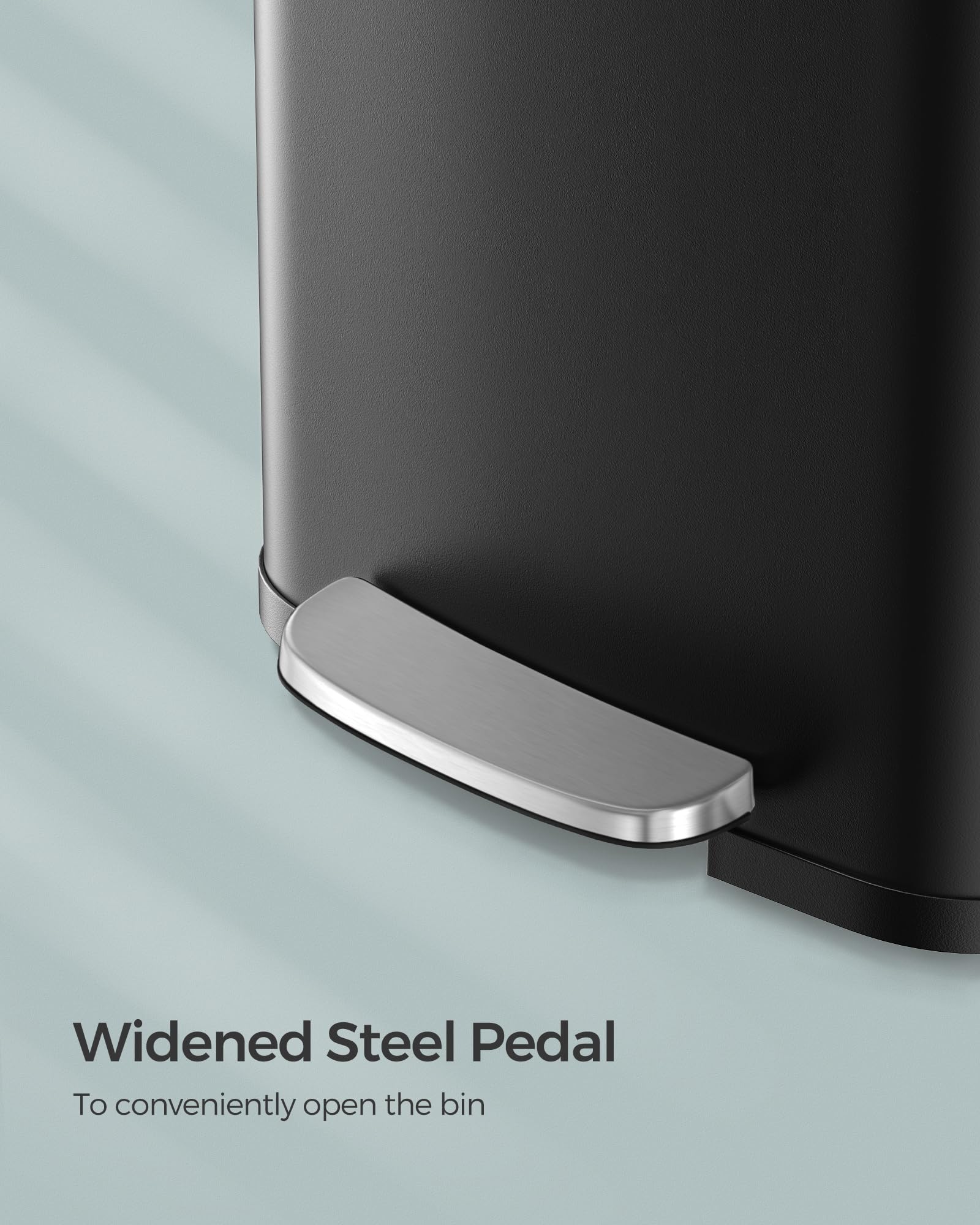 SONGMICS Kitchen Bin - 50L Capacity, Black Metal Pedal Waste Bin | Quiet Close 4
