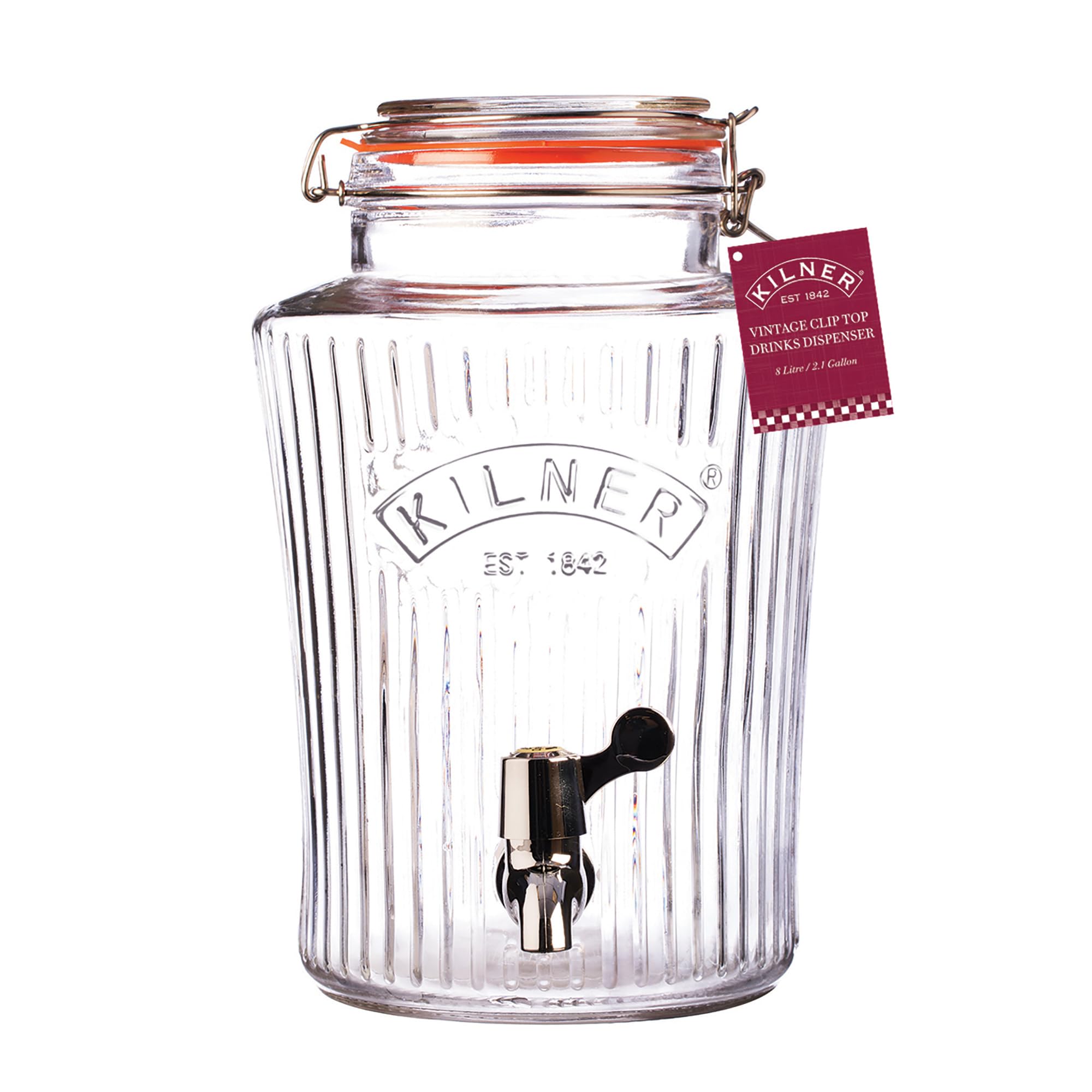Kilner 5 Litre Vintage Glass Drinks Dispenser with Airtight Clip Top and Tap 1