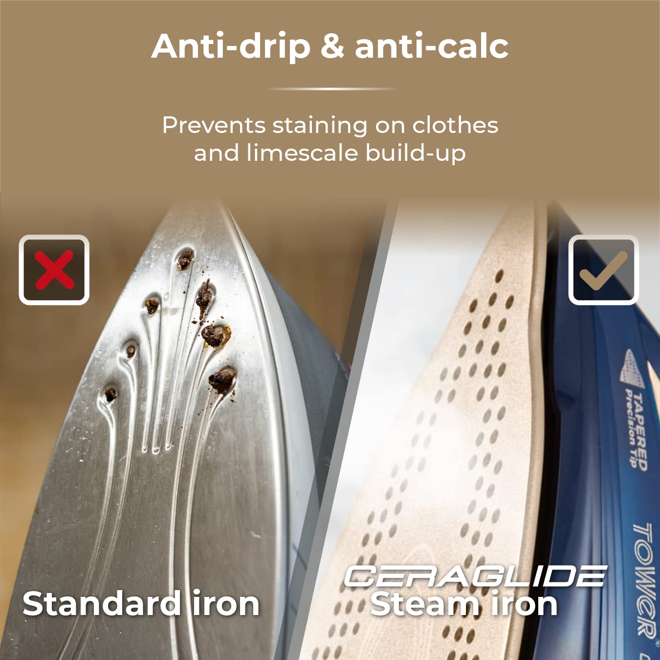 Tower T22008BLG CeraGlide Cordless Steam Iron with Ceramic Soleplate | 2400W | 360ml Tank 8