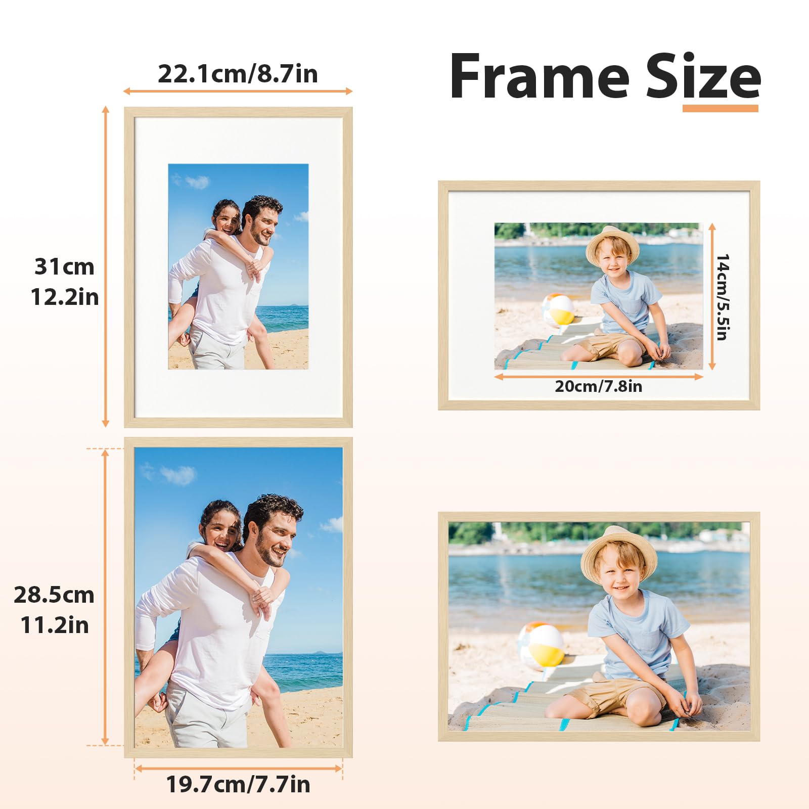 Alyvisun A4 Picture Frames (4 Pack) - Wood Grain Finish | Dual Display Sizes | Easy Installation 7