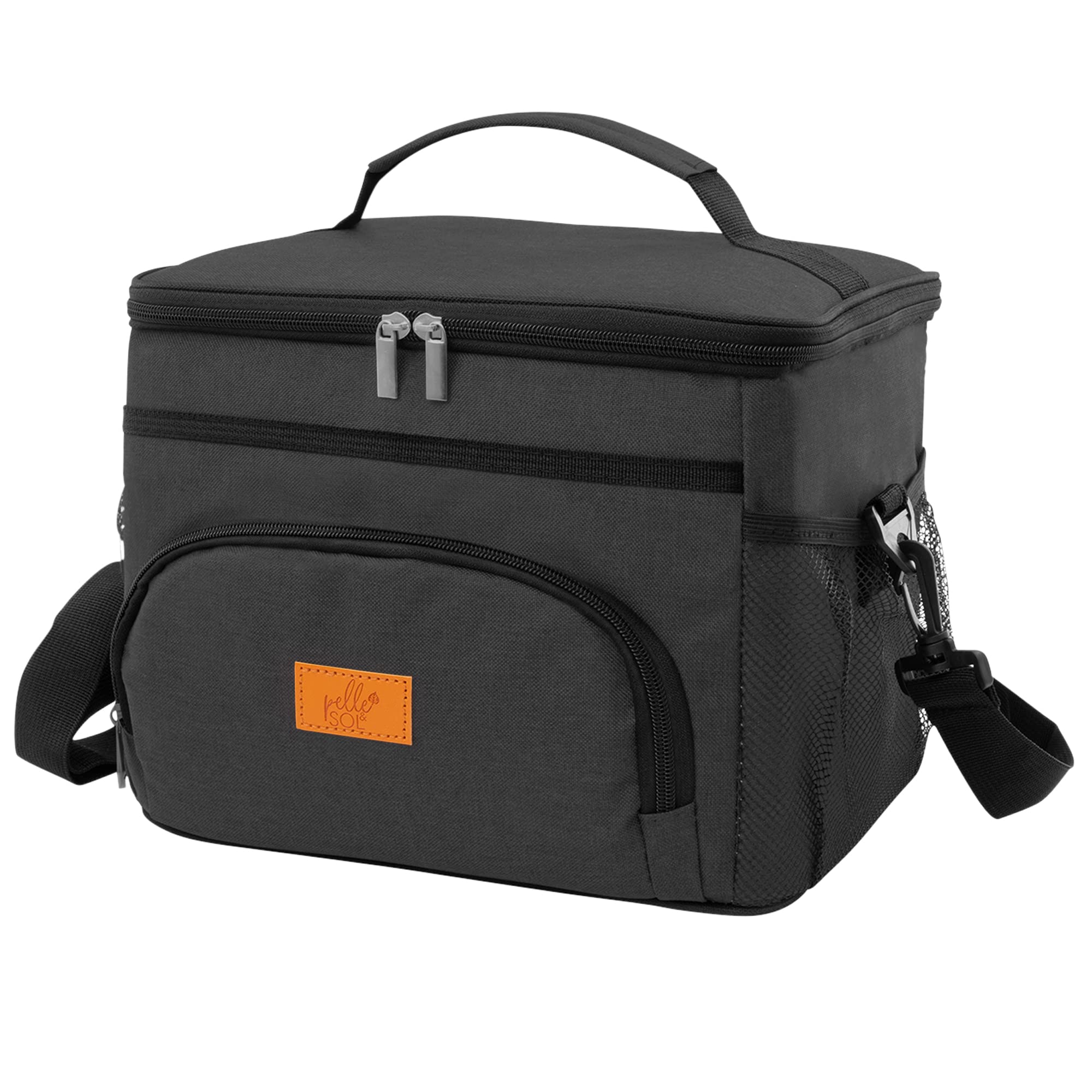 Pelle & Sol 15L Insulated Lunch Bag - Cooler Tote with Strap | Oxford Fabric | Black 1