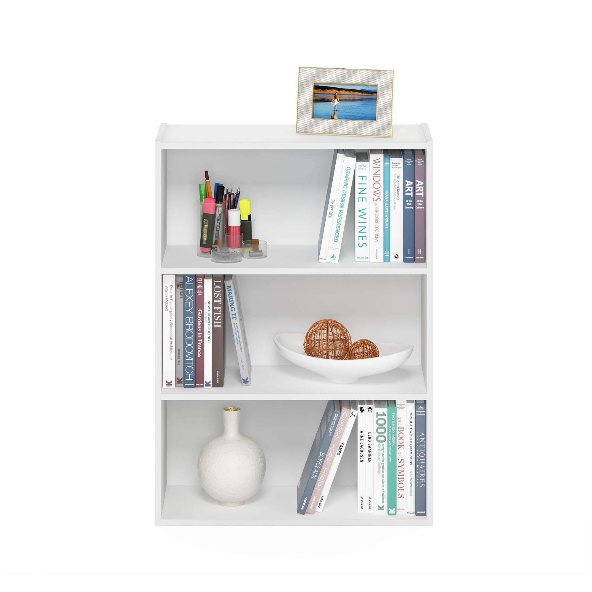 Furinno PASIR Book Shelf - 3-Tier Storage Bookcase | Plain White | 60.2cm Wide 5