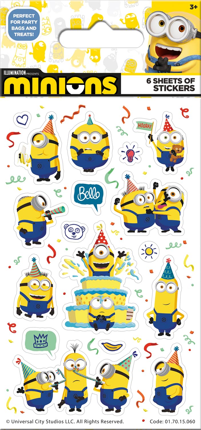 Paper Projects Minions Party Bag Sticker Bundle - 18 Sheets | Official Licensed Product 3