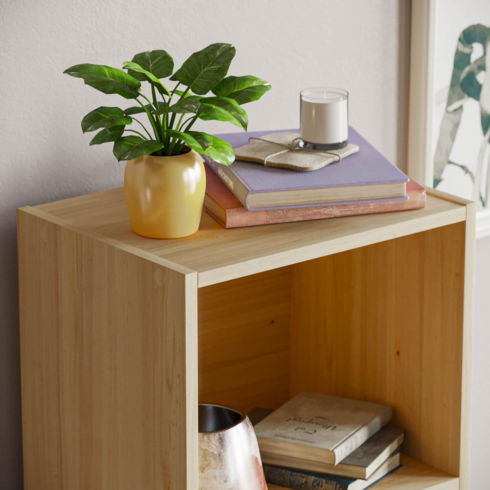 Vida Designs Oxford 4 Tier Cube Bookcase - Oak Wood Shelving | H 106 x W 32 x D 24 cm 4