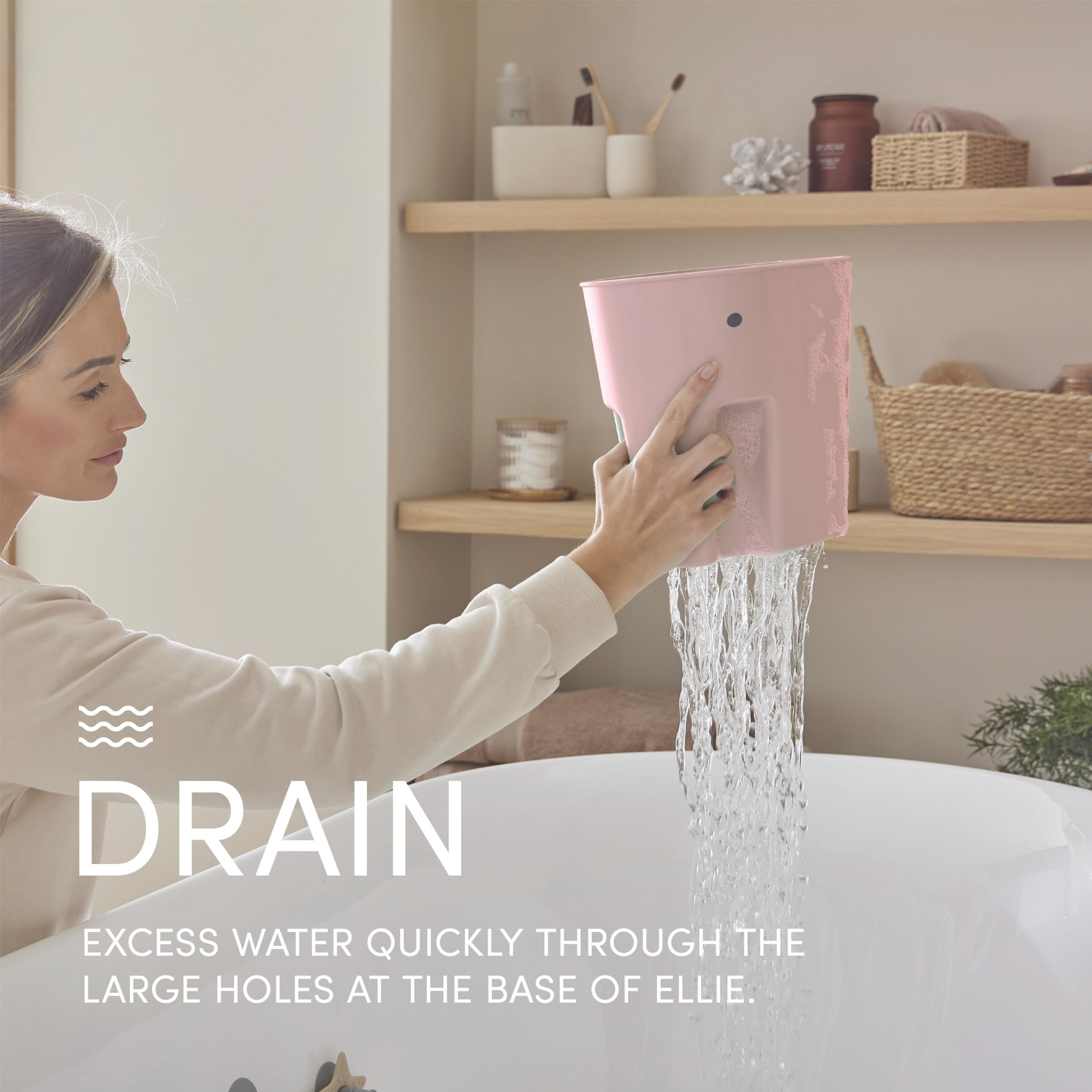 Shnuggle Ellie Bath Toy Storage Scoop & Organiser | Blush | Made from 98% Recycled Plastic 4