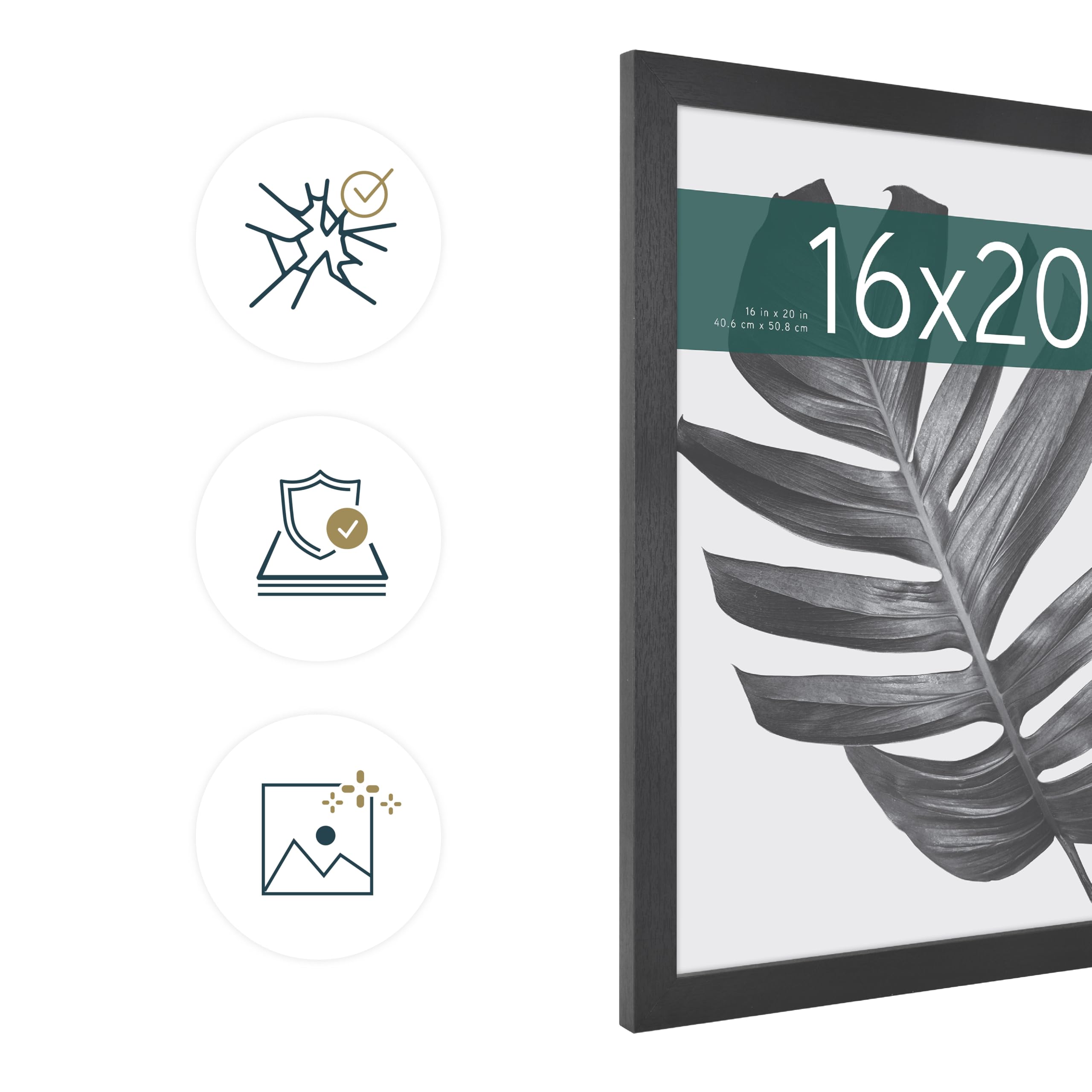 MCS Studio Gallery 16x20 in (41x51 cm) Black Woodgrain Poster Frame | MDF Wood | Shatter Resistant Plexiglass 6