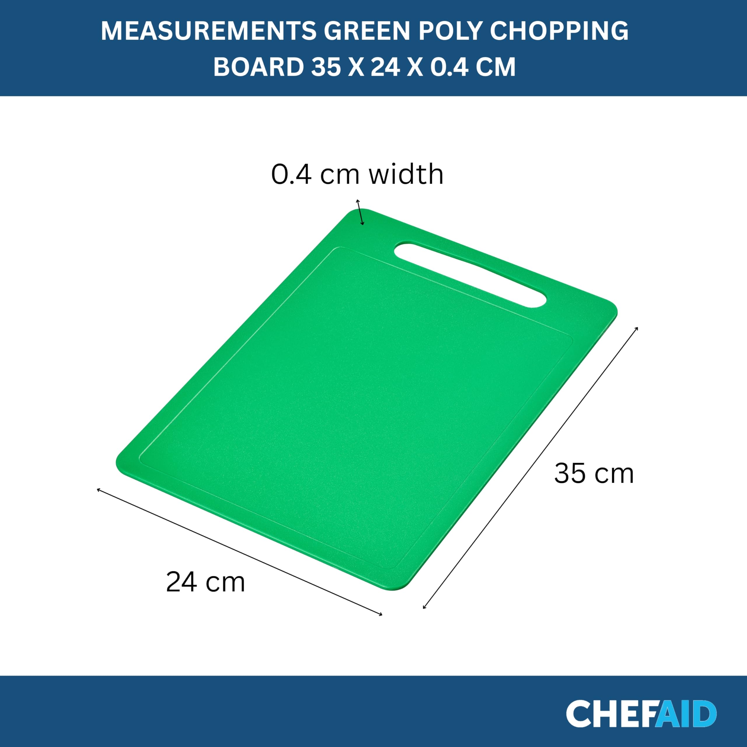 Chef Aid Poly Chopping Board - Food Grade Plastic | Non-Slip | 35cm x 25cm | Dishwasher Safe 2