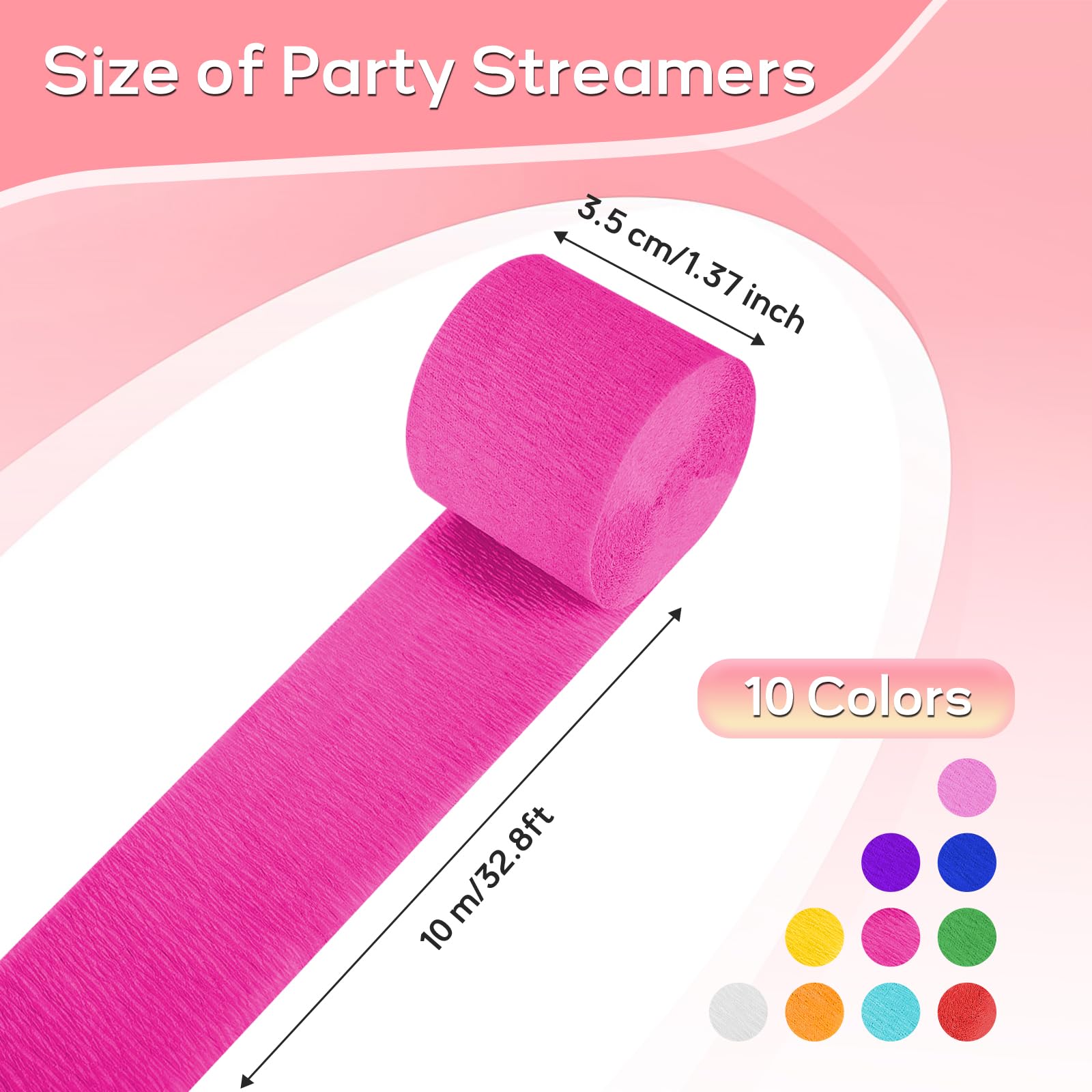 MOXYOY Crepe Paper - 10 Rolls Hanging Rainbow Streamers | 3.5cm x 10m Each | Vibrant & Durable 3