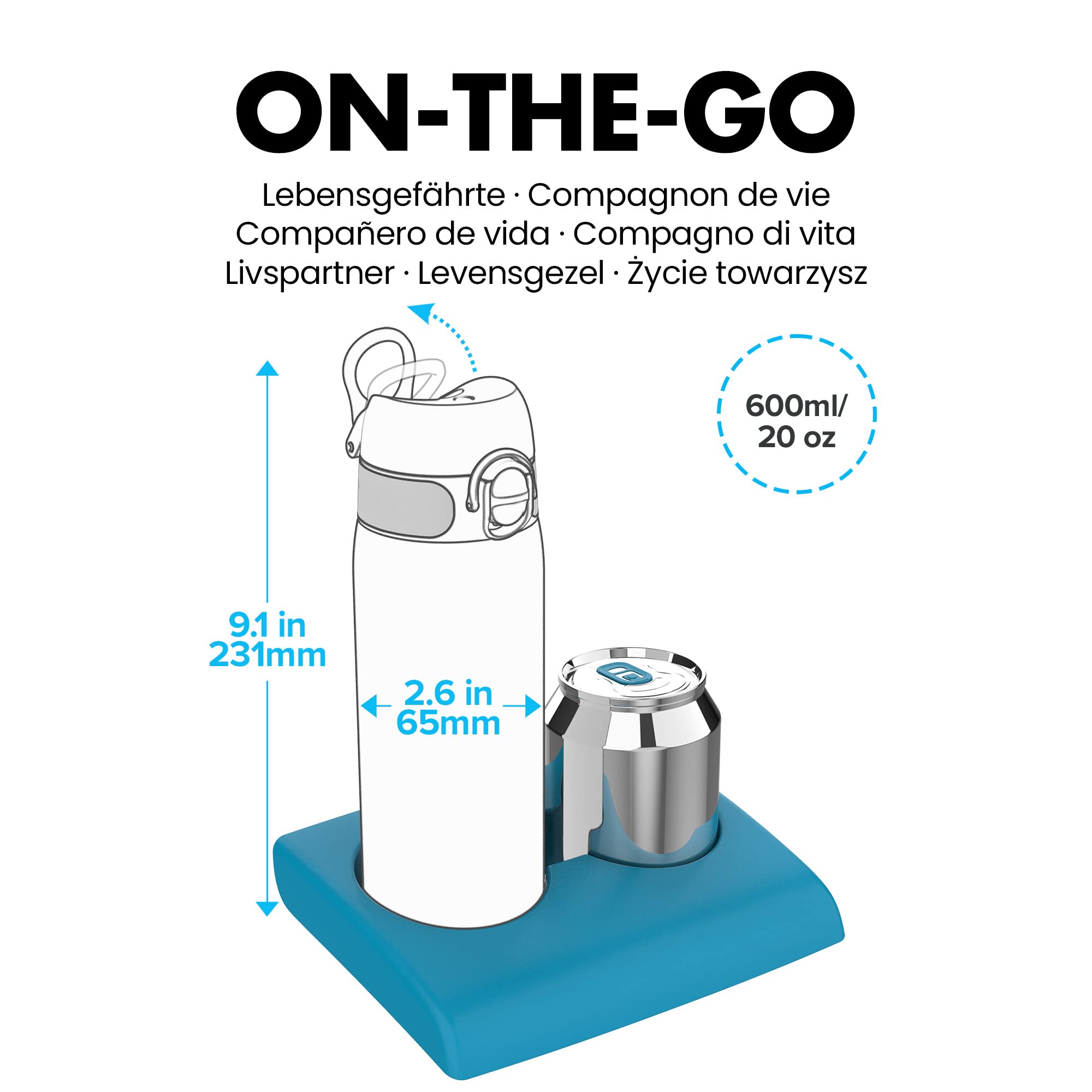 Ion8 Steel Water Bottle - 600 ml | Leak Proof | Flip Top | Flowers 3