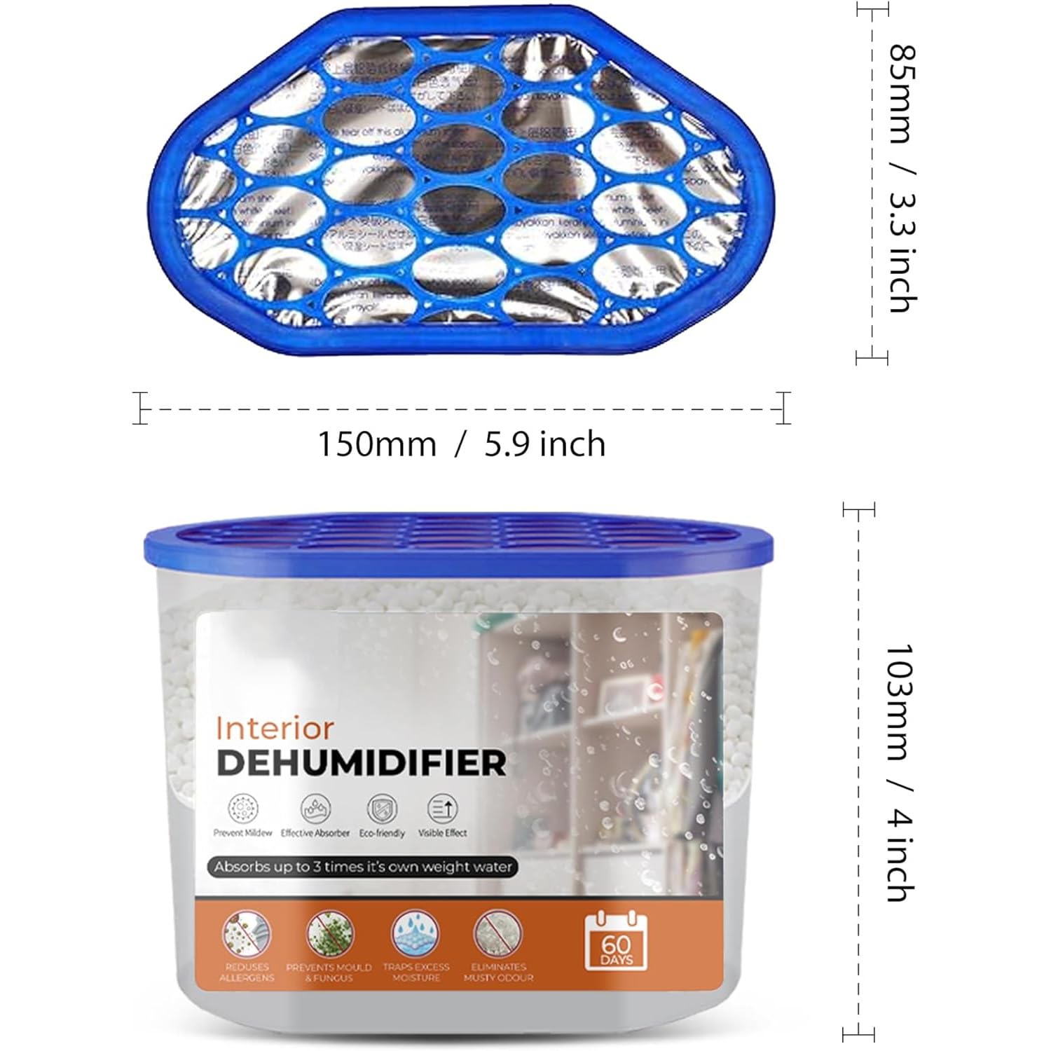 Roe Tenpo Disposable Dehumidifier 500ml - Moisture Absorber for Home, Car, Wardrobe | 5 Pack 3