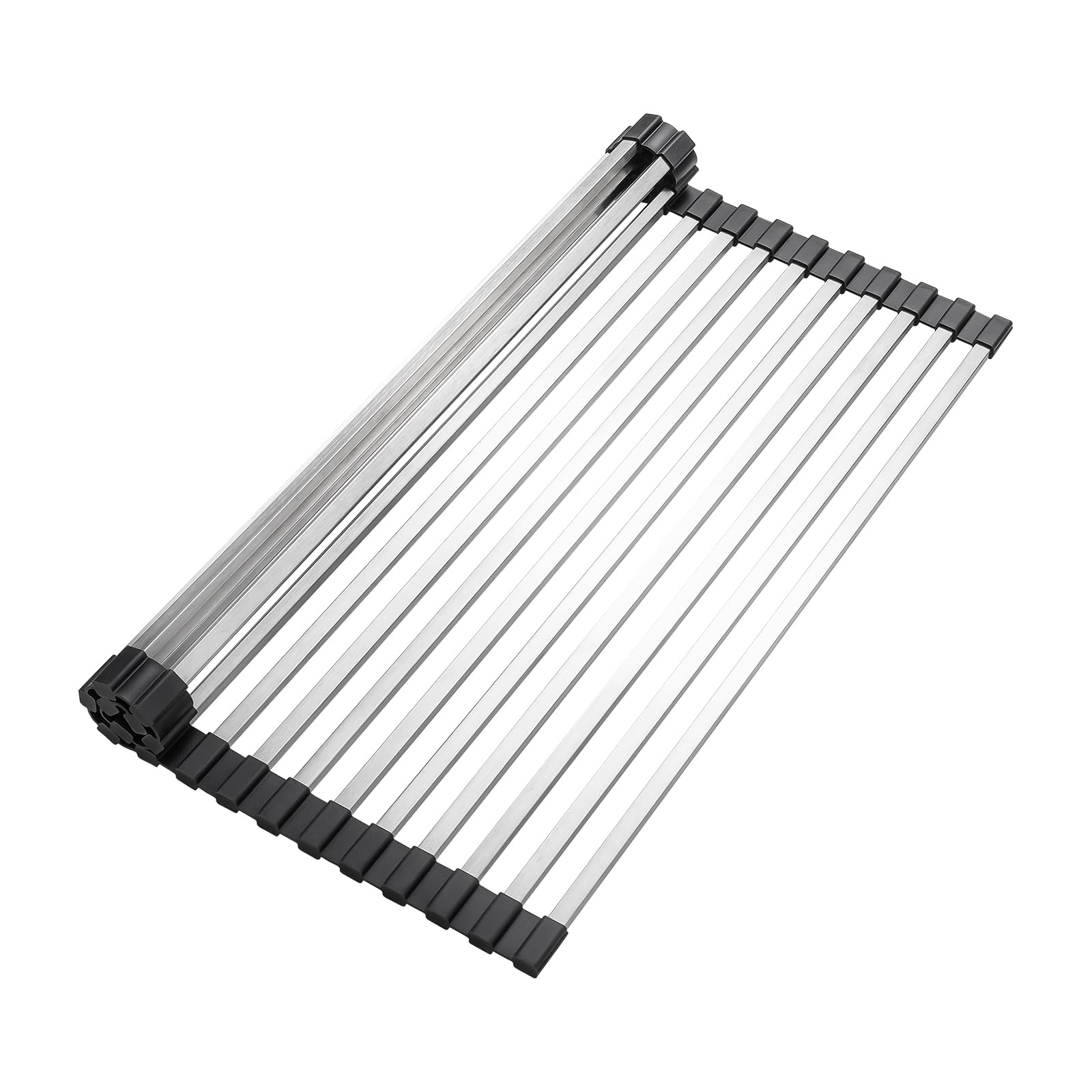 Ibergrif M34400 Roll Up Dish Drying Rack | 304 Stainless Steel & Silicone | 43x35cm 1