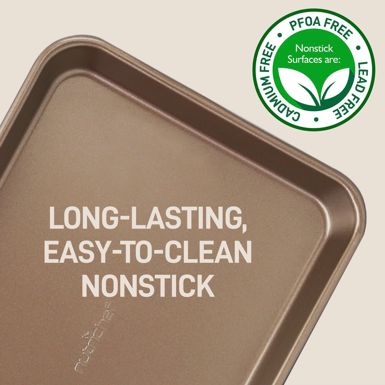 NutriChef Non-Stick Cookie Tray Set - 2-Piece, Carbon Steel, Oven Safe to 445°F 8