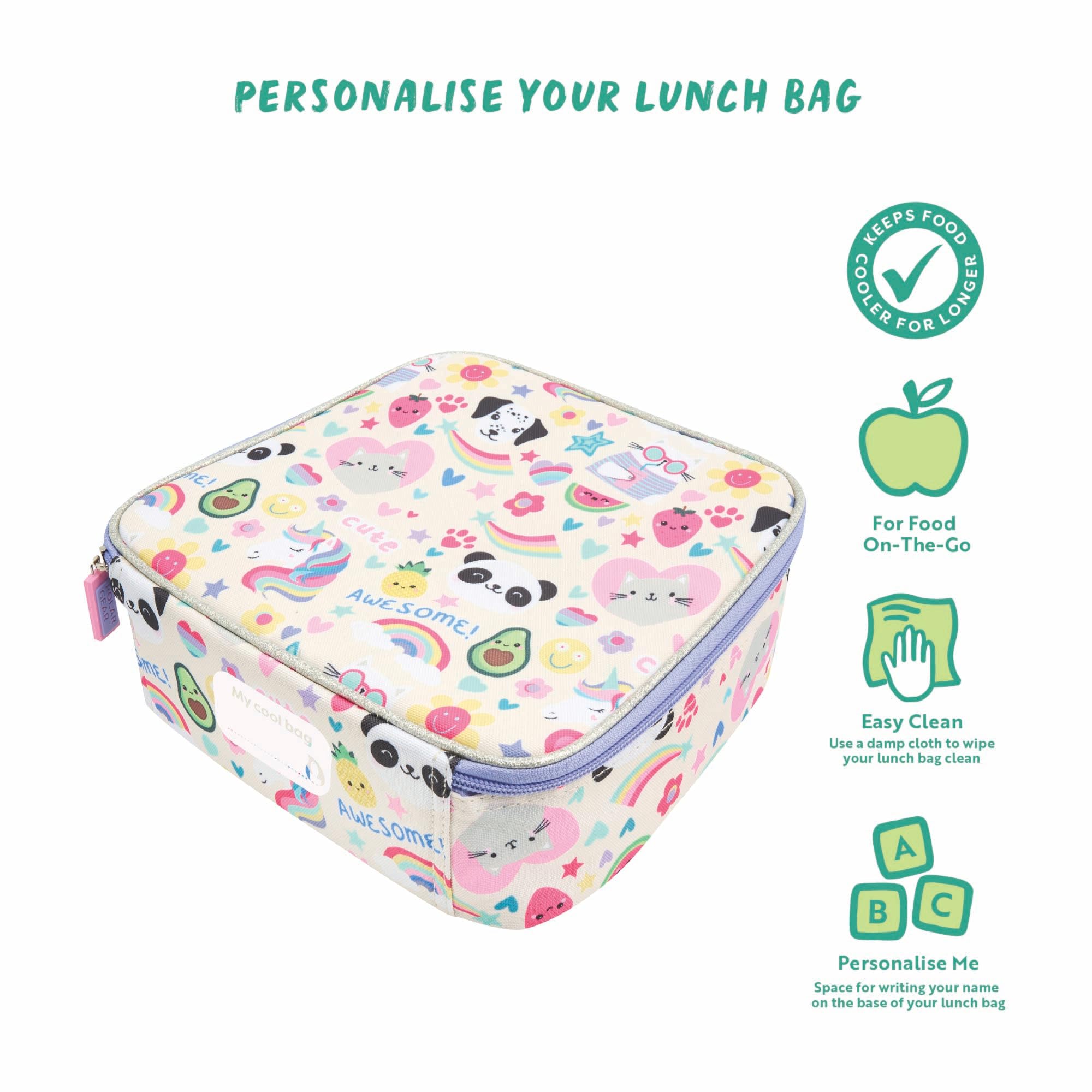 Polar Gear Cute Icons Lunch Bag - Durable Polyester | Wipe-Clean Lining | 23x23x22cm 5
