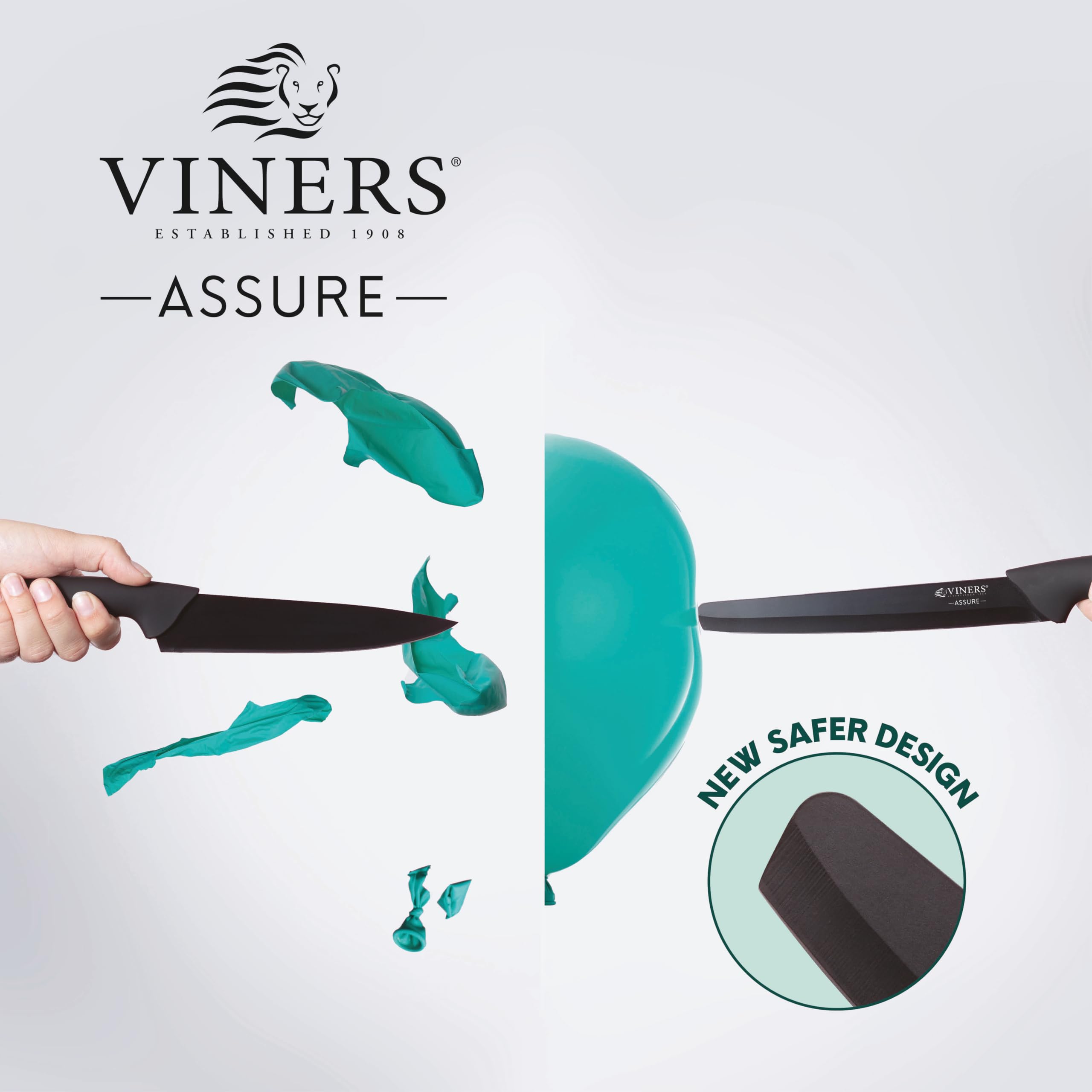 Viners Assure 4 Piece Knife Set | Stainless Steel Blades with Squared Tips | Soft Grip Handles 8