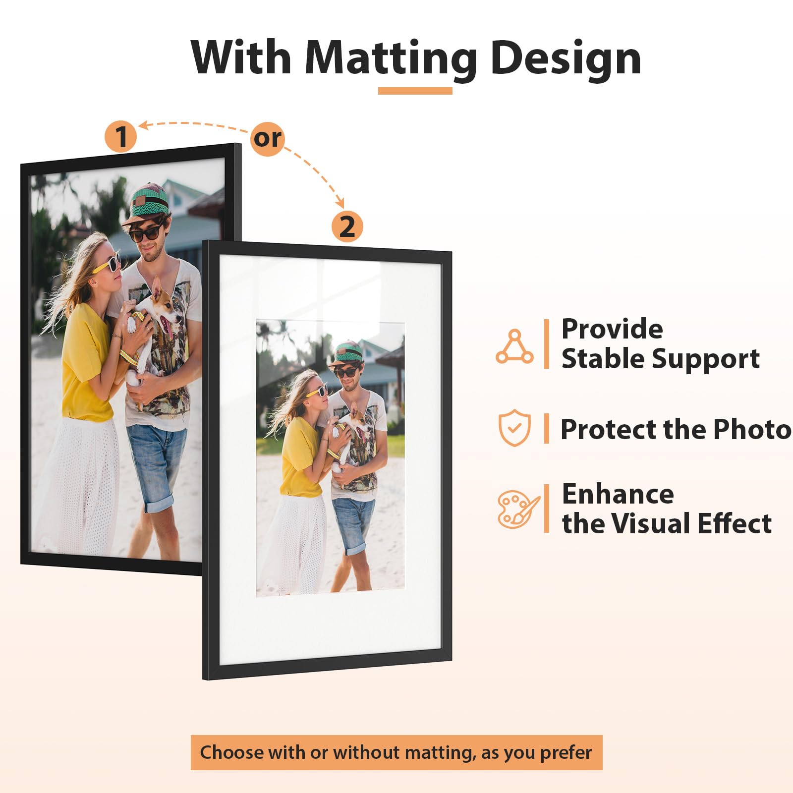Alyvisun A4 Picture Frames (4 Pack) - Black Finish | Fits 14x20 cm Photos with Mat 3