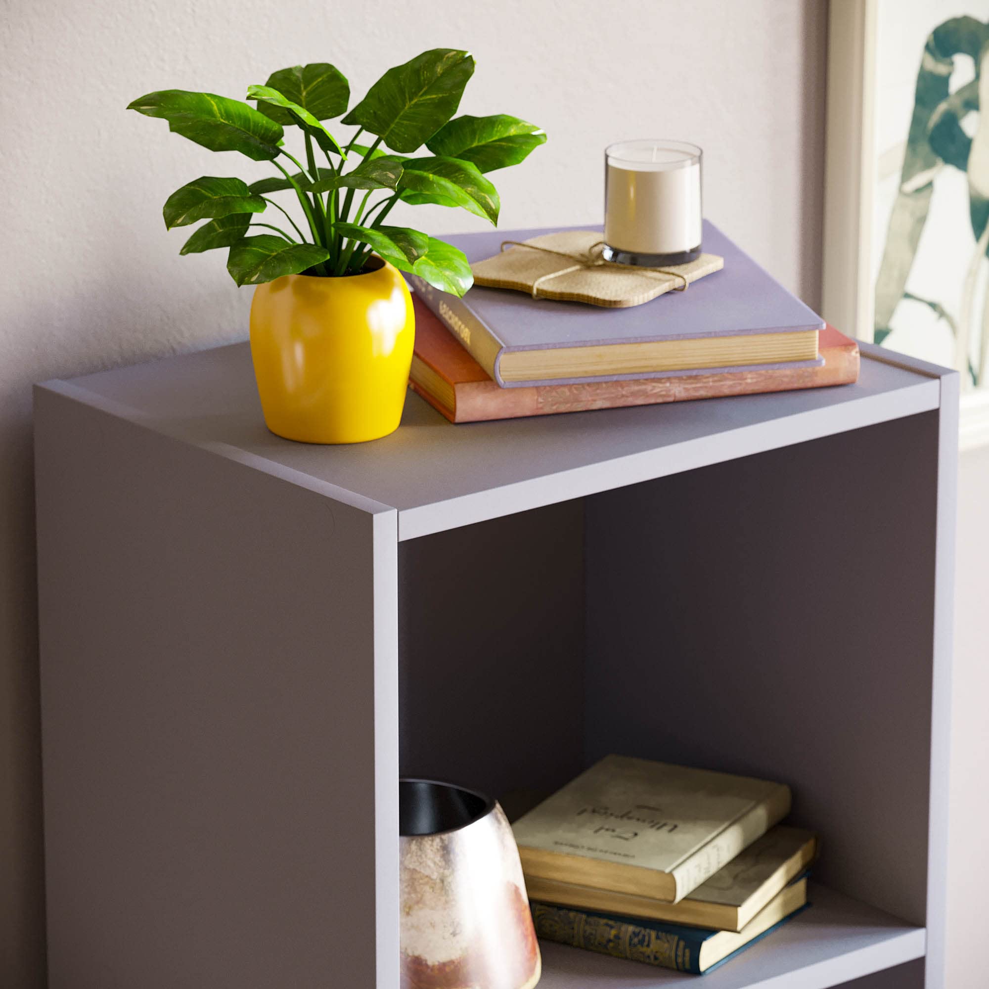 Vida Designs Oxford 4 Tier Cube Bookcase - Grey Wooden Shelving | H 106cm | Chipboard & MDF 4
