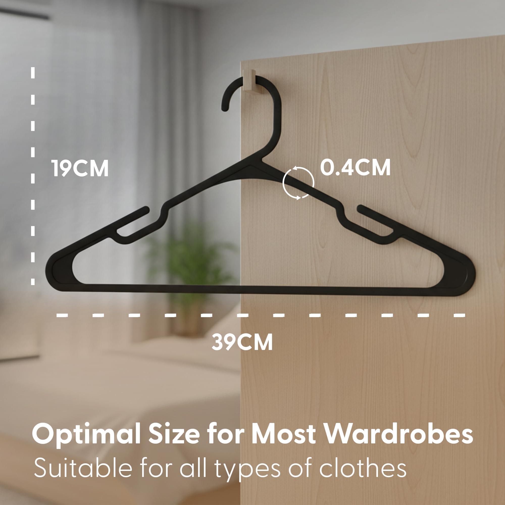 KEPLIN Plastic Clothes Hangers - 25 Pack Slim Durable Coat Hangers | Anti-Slip Grooves | Black 4
