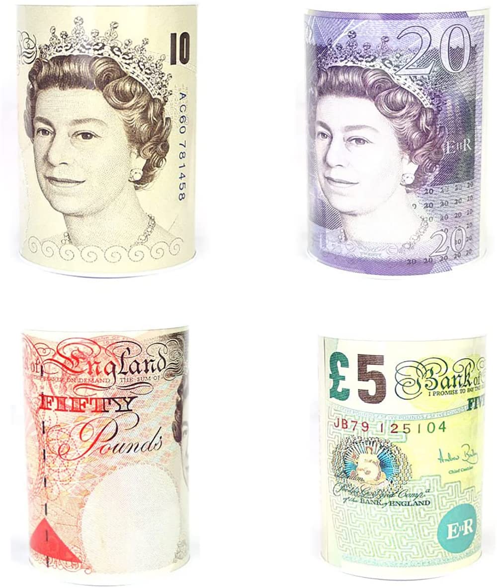 2 UR DOOR Coin-TIN Money Box - Sterling Paper Money Design | Tin Material | 15cm Height