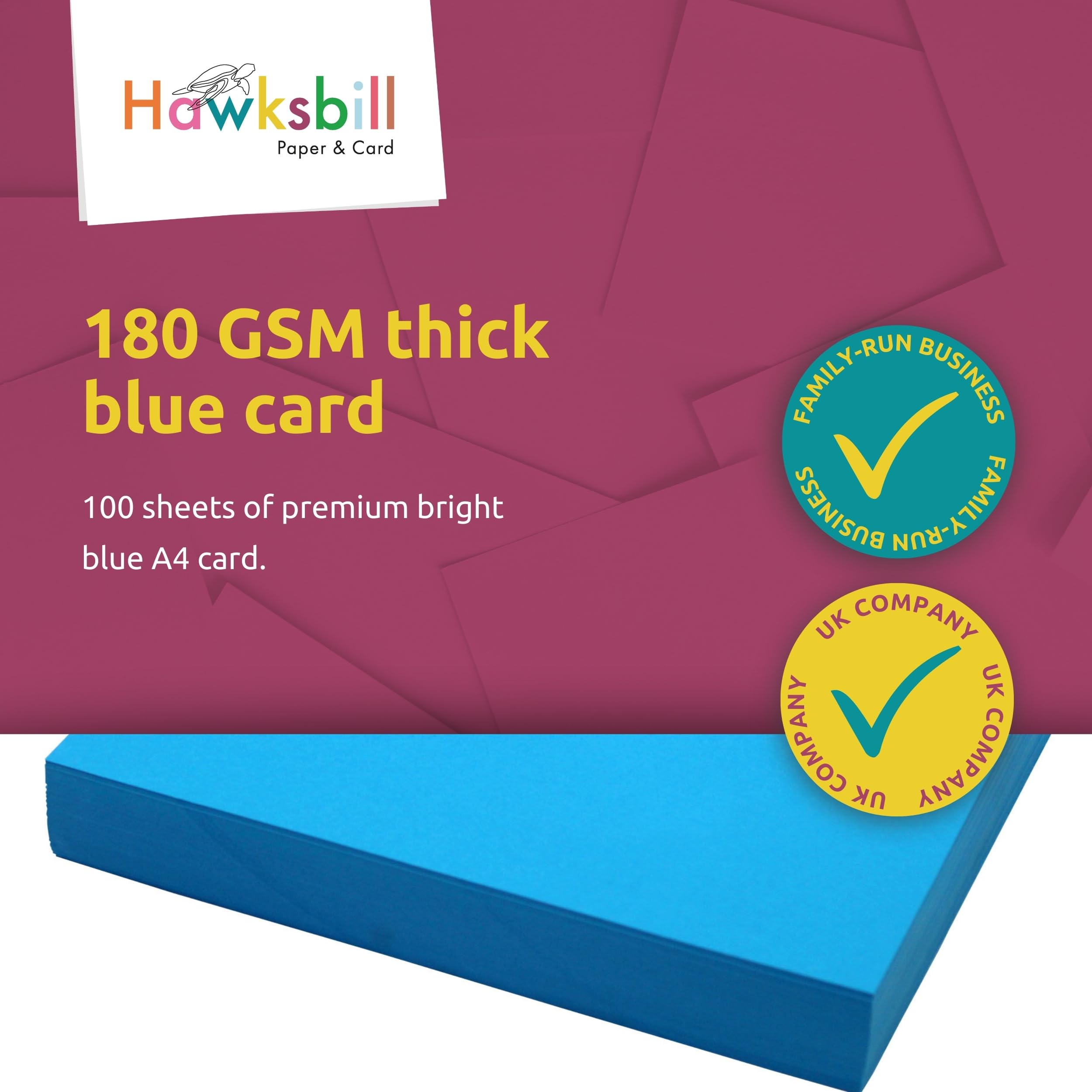 Hawksbill A4 Blue Cardstock - 180 GSM Premium Paper for Crafts, Stationery & Printouts | 100 Sheets 5
