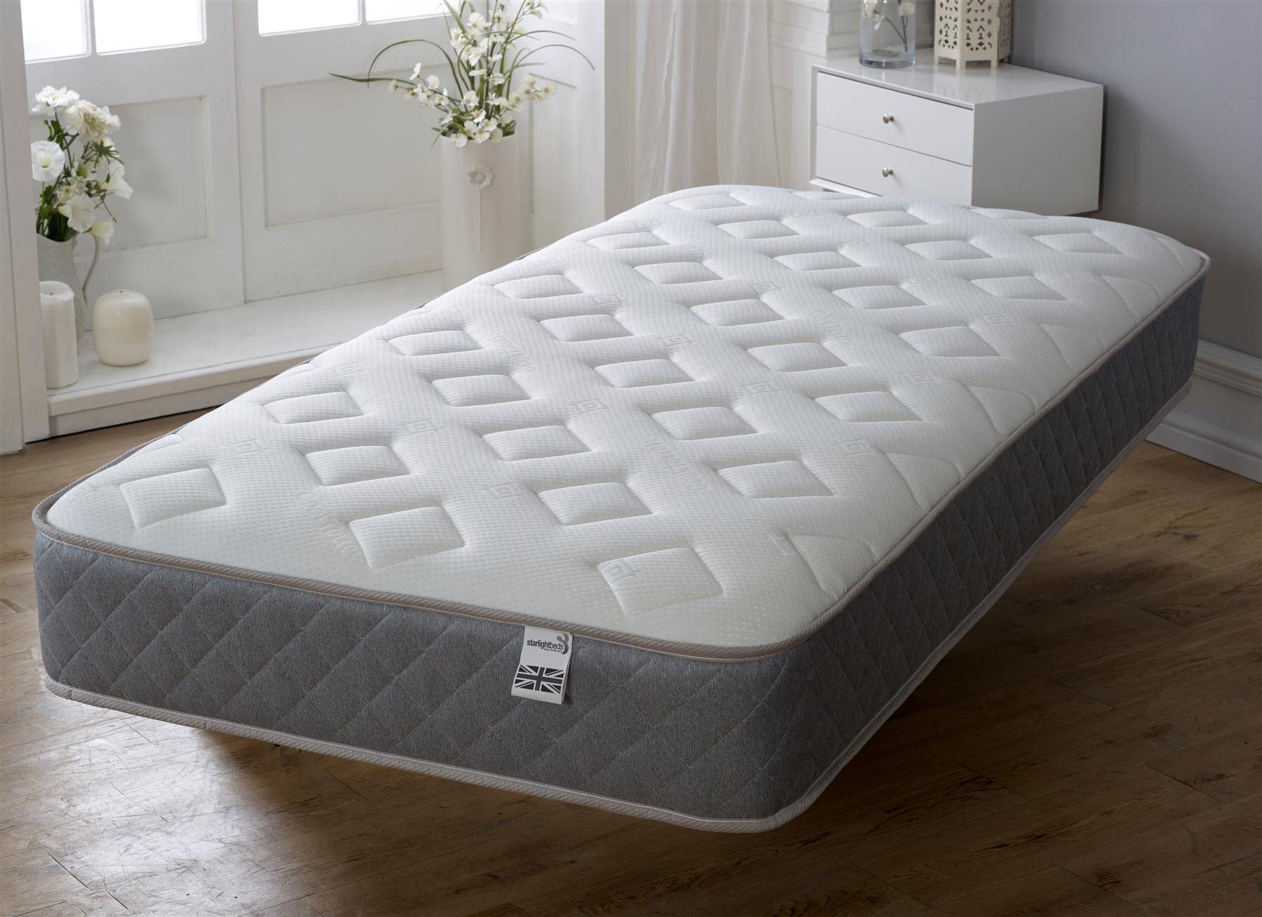 Starlight Beds Shorty Hybrid Mattress with Springs & Memory Foam | 75x175cm | Grey/White 2