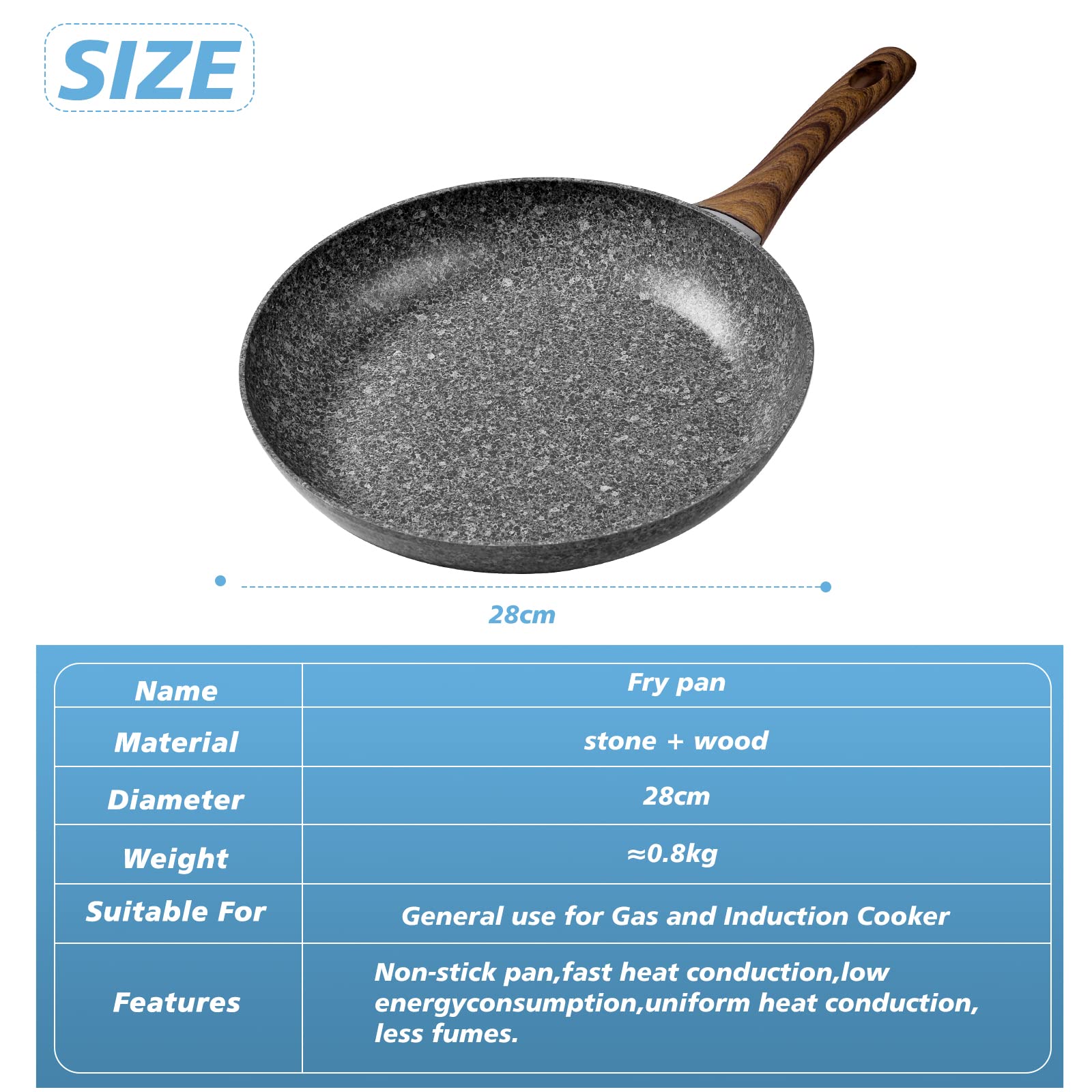 Rainberg 28cm Non-Stick Frying Pan - Granite Coating, Induction Compatible, Anti-Scratch 2