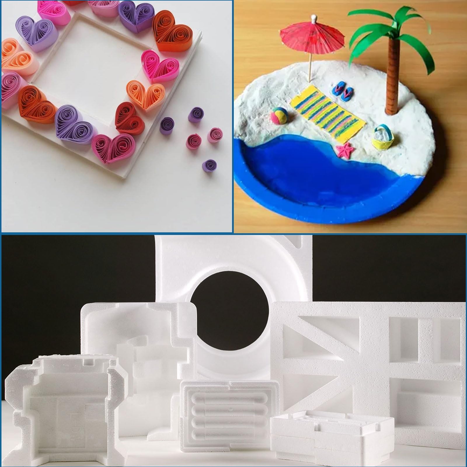 ASelected 15 Pcs Polystyrene Styrofoam Blocks for Crafts | 30 x 15 x 2.5CM White Foam Sheets 7