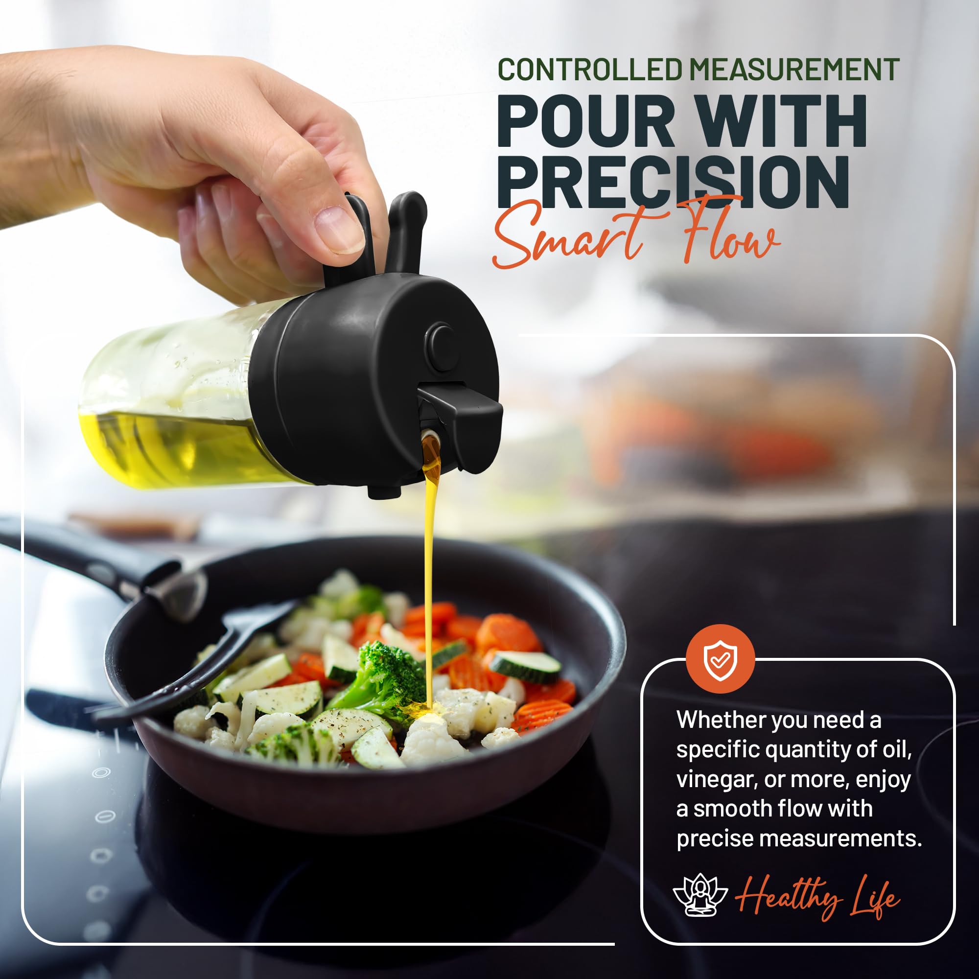 PORTENTUM 500ml Glass Oil Sprayer Dispenser - 2 in 1 Spray & Pour for Cooking | Refillable 3