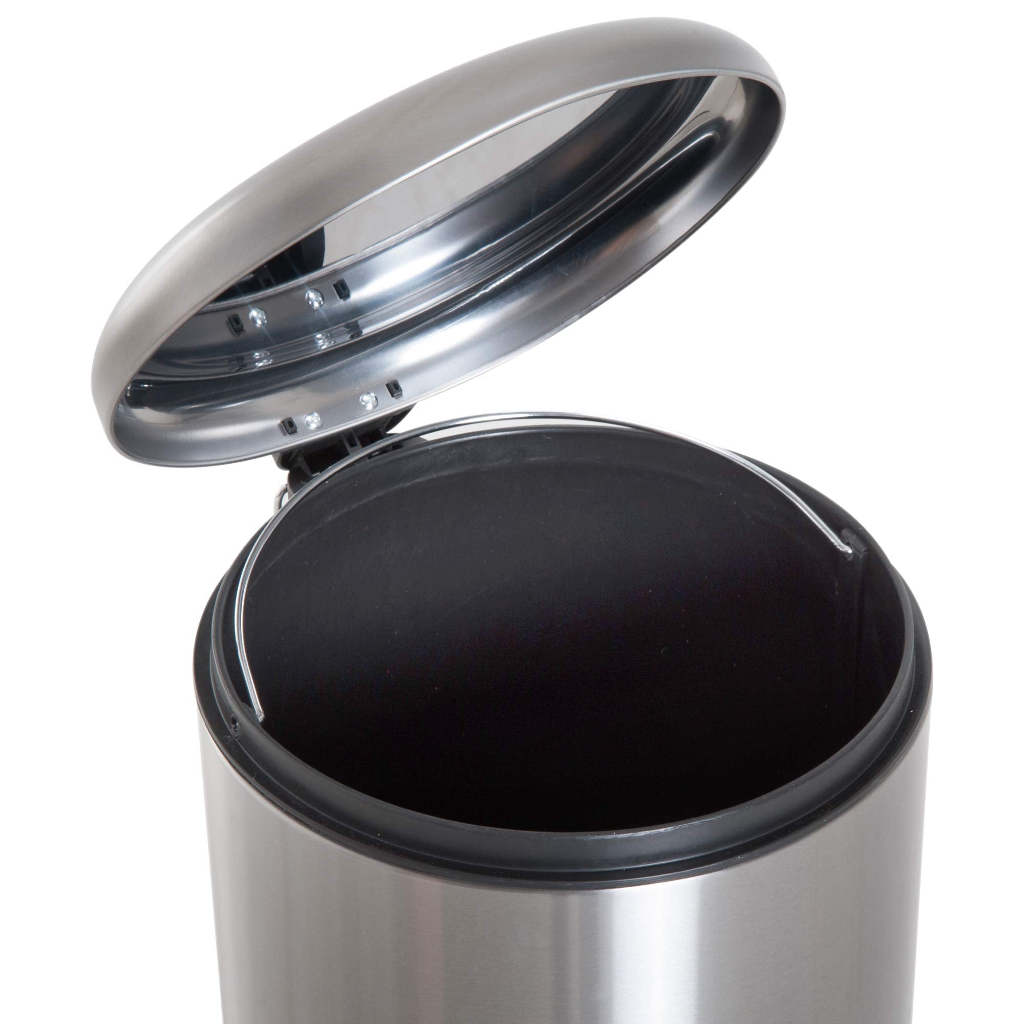 HOMCOM 30L Foot Pedal Bin - Fingerprint Proof Stainless Steel Kitchen Waste Can | Black/Silver 7