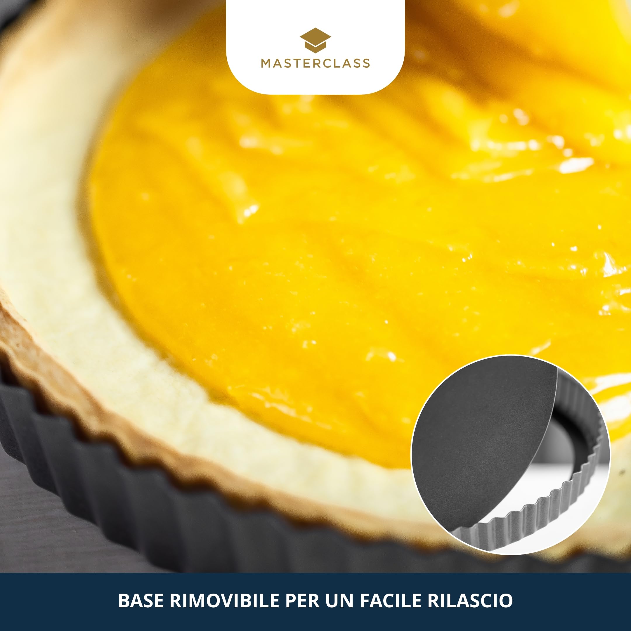 MasterClass Non-Stick Loose Tart and Quiche Tin - Fluted Carbon Steel, Round 23cm (9") 5