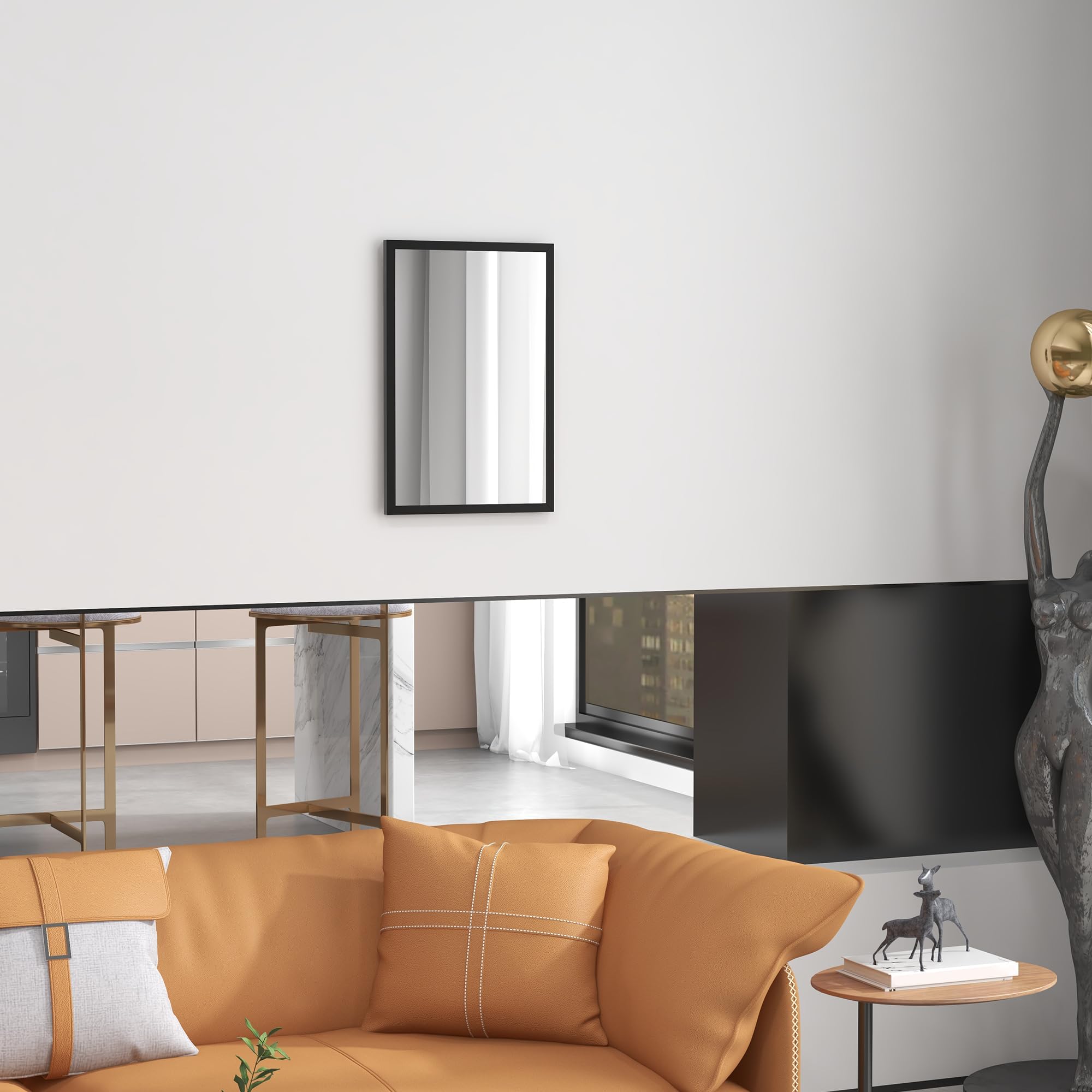 HOMCOM Decorative Rectangular Wall Mirror - 60 x 40 cm | Black | Easy Horizontal/Vertical Mount 9