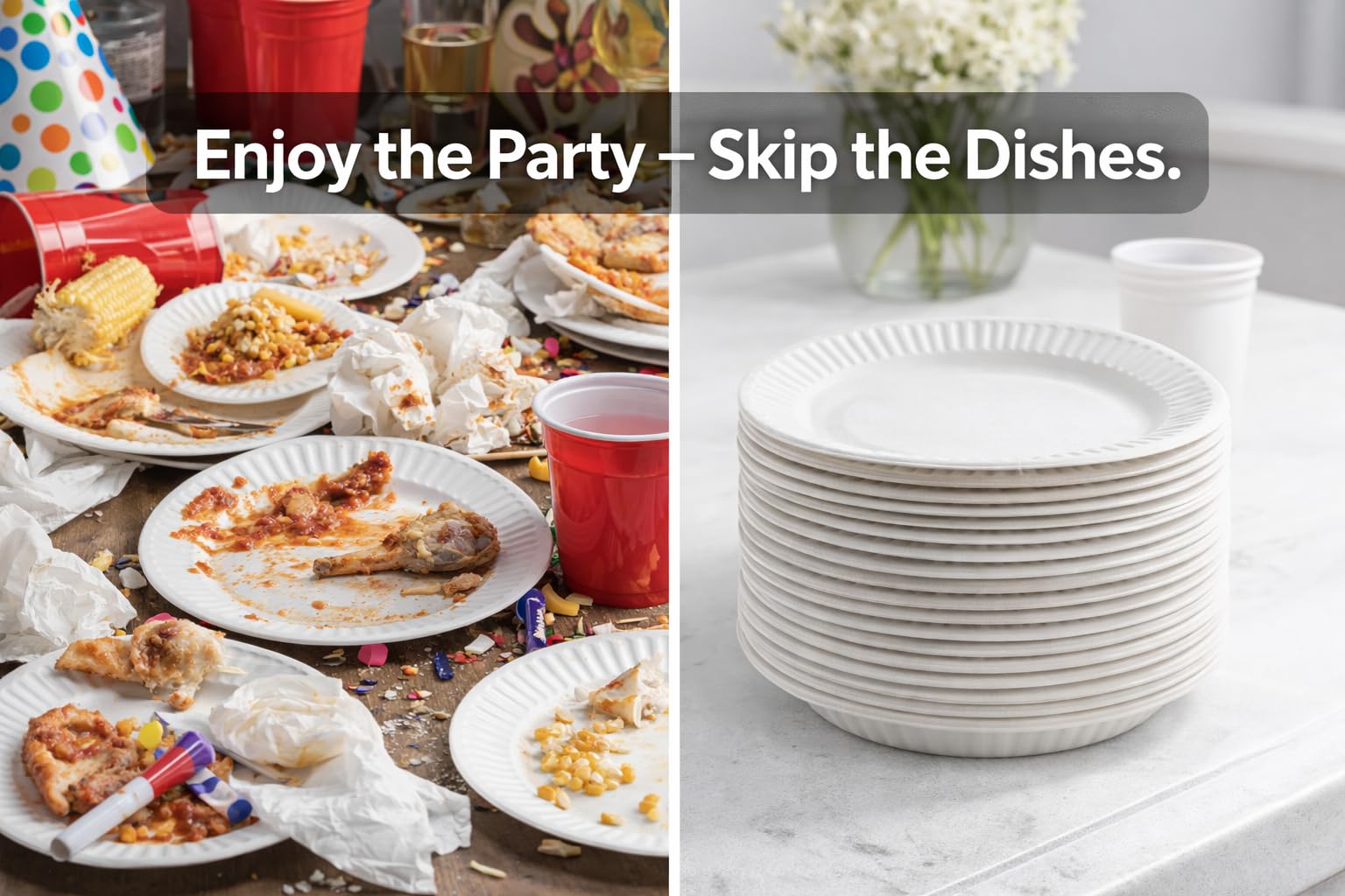 1ABOVE 100 Pack 9-inch Disposable Paper Plates - White, Durable, Sturdy | 23cm Diameter 4