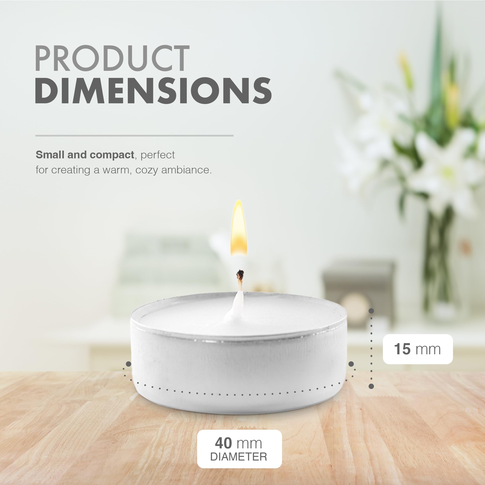 delka Unscented Tea Lights - 4 Hour Burn Time | 100 Pack White | Smoke-Free 2