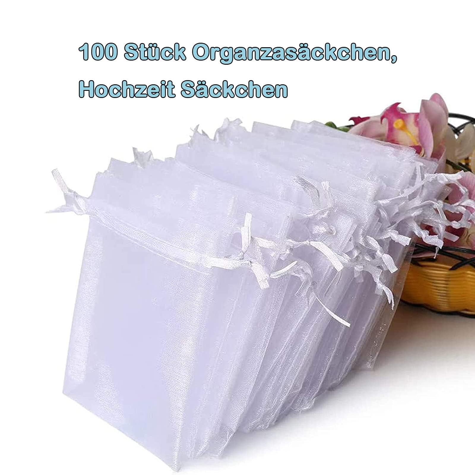 Carehabi Organza Gift Bags - 100 Pcs White Drawstring Pouches | 9x7cm for Wedding Favors & Jewelry 4