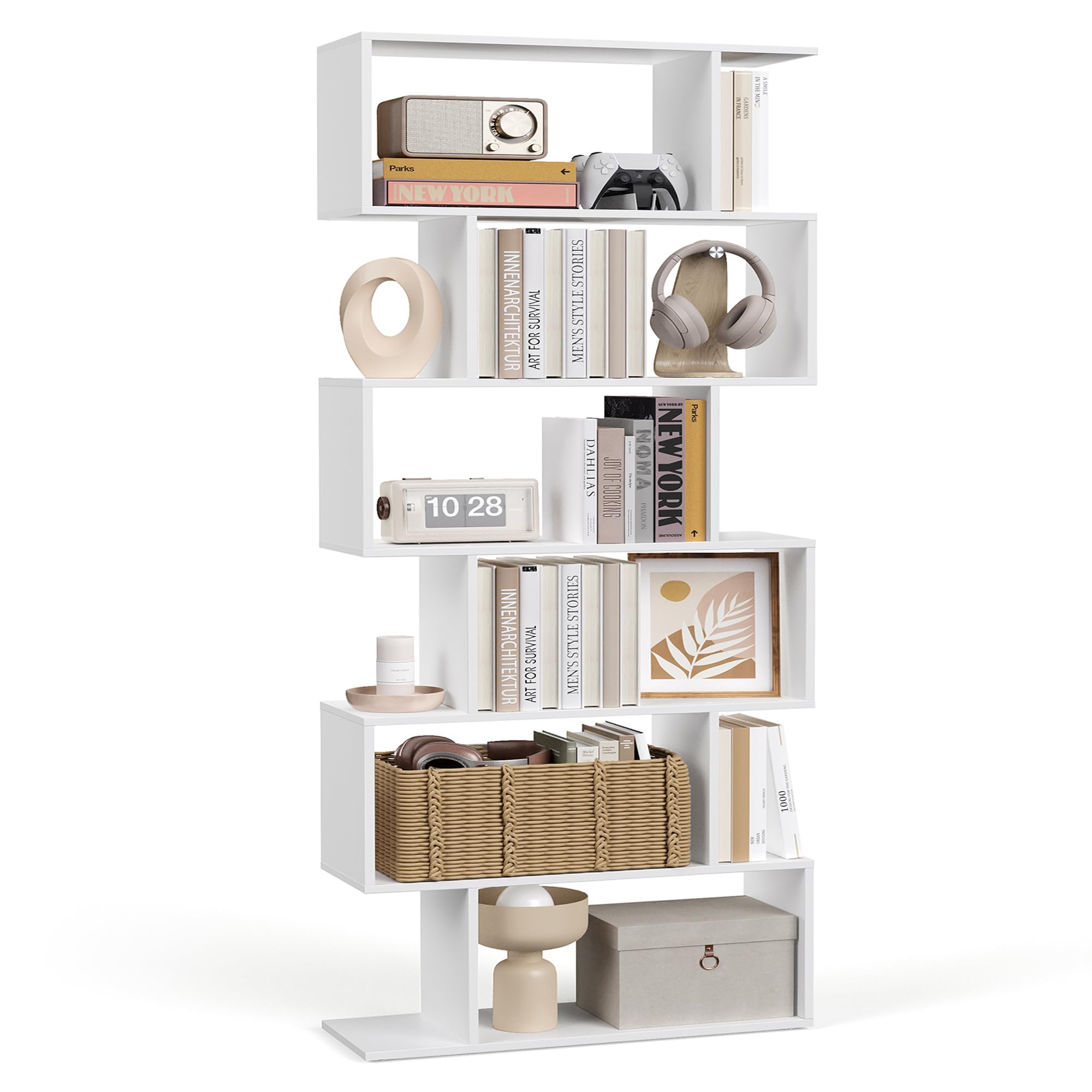 VASAGLE 6-Tier Bookcase - Freestanding Storage Shelf | 24 x 70 x 191.6 cm | Matte White LBC61WT 1