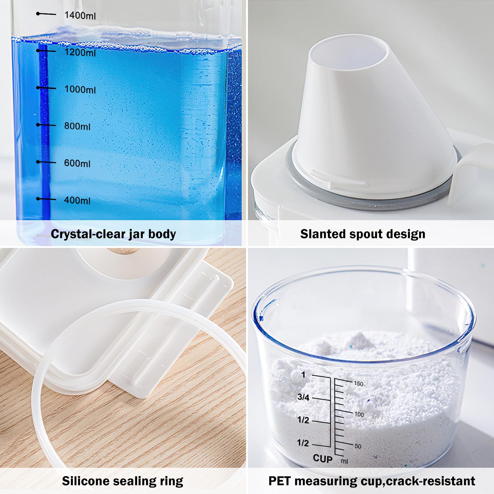 Woobroo 2.3L Airtight Laundry Detergent Dispenser - Dust-Free & Spill-Free Storage | 2300ml Capacity 6