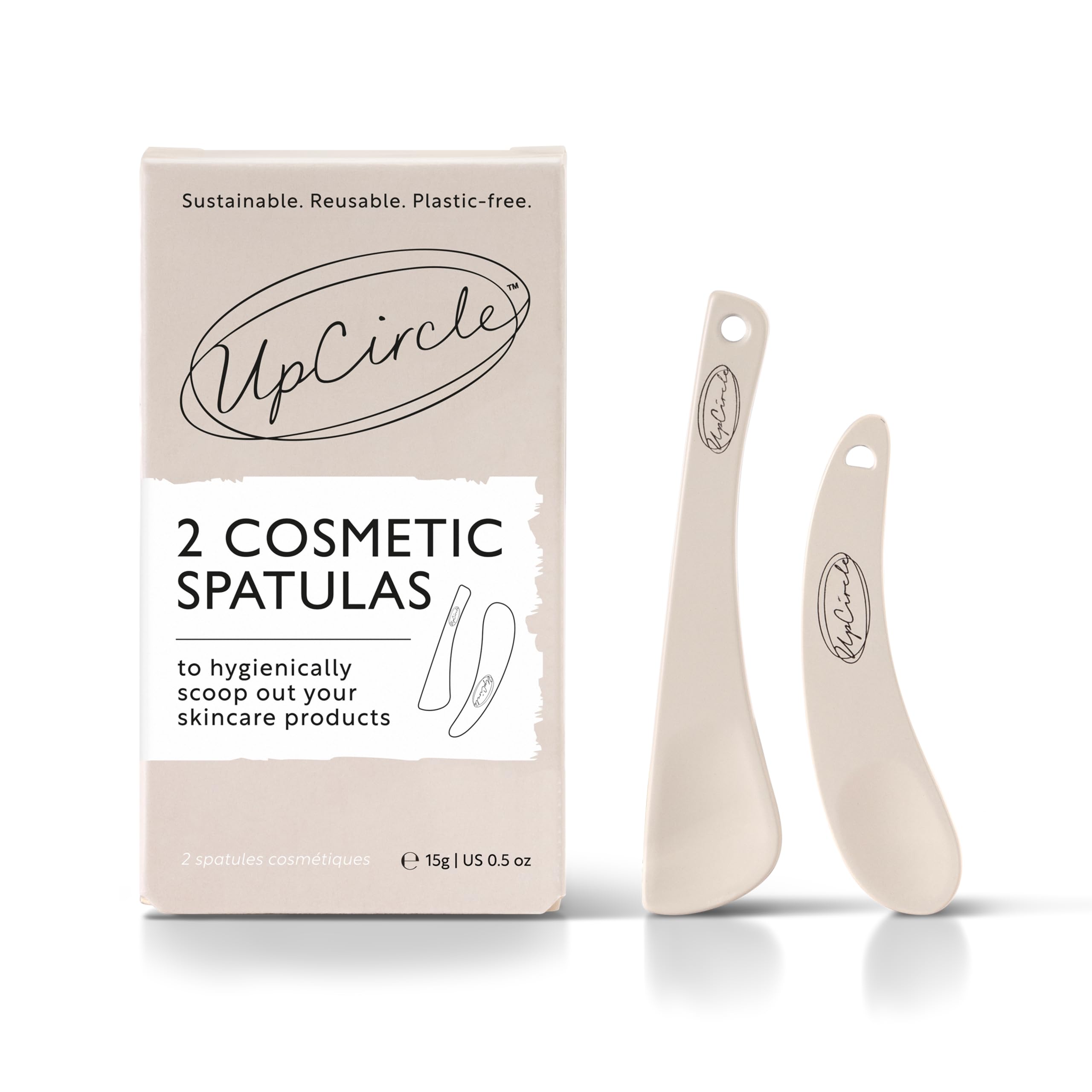 UPCIRCLE Cosmetic Spatulas - Hygienic Metal Scoop for Skincare | 2 Sizes | UK Made 1