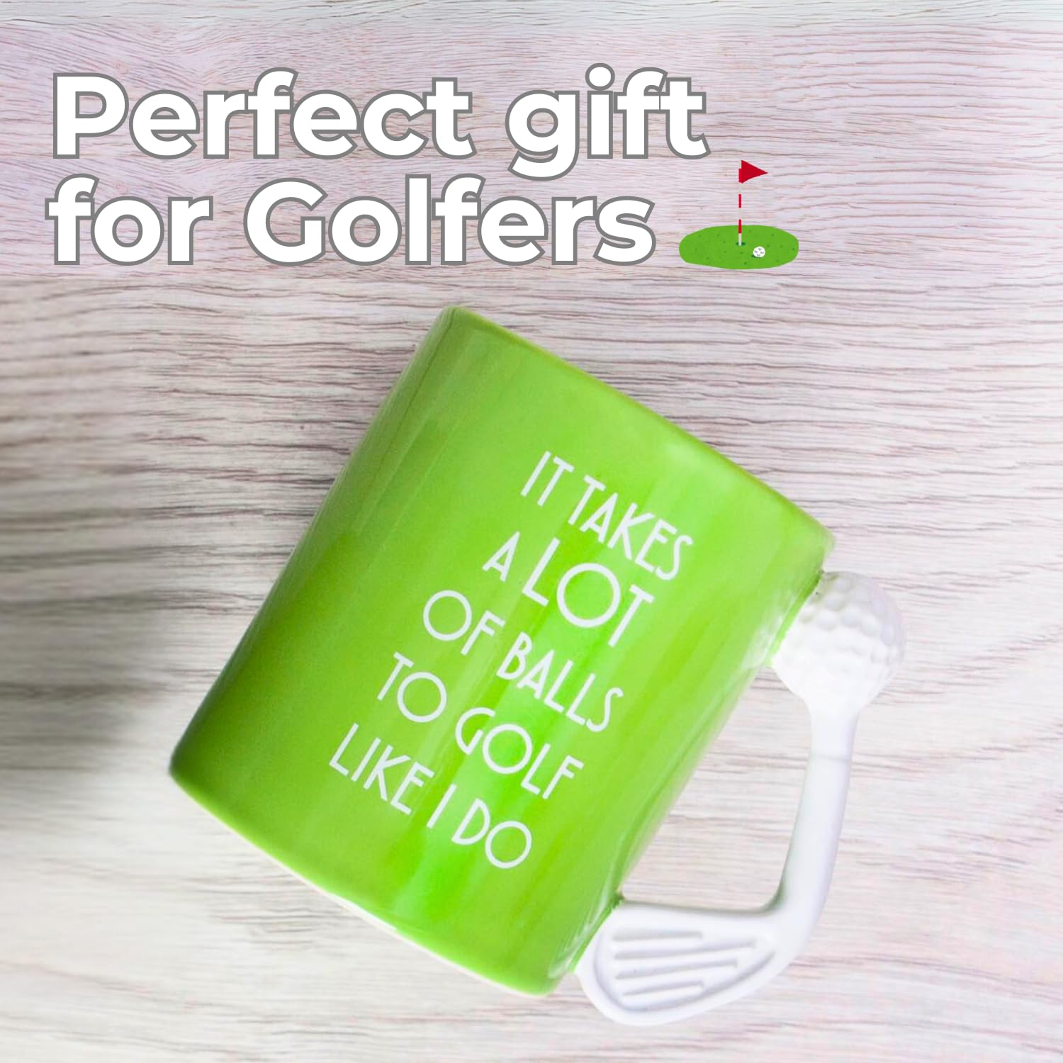 Boxer Gifts Funny Golf Mug - It Takes A Lot Of Balls | Ceramic | Green 3