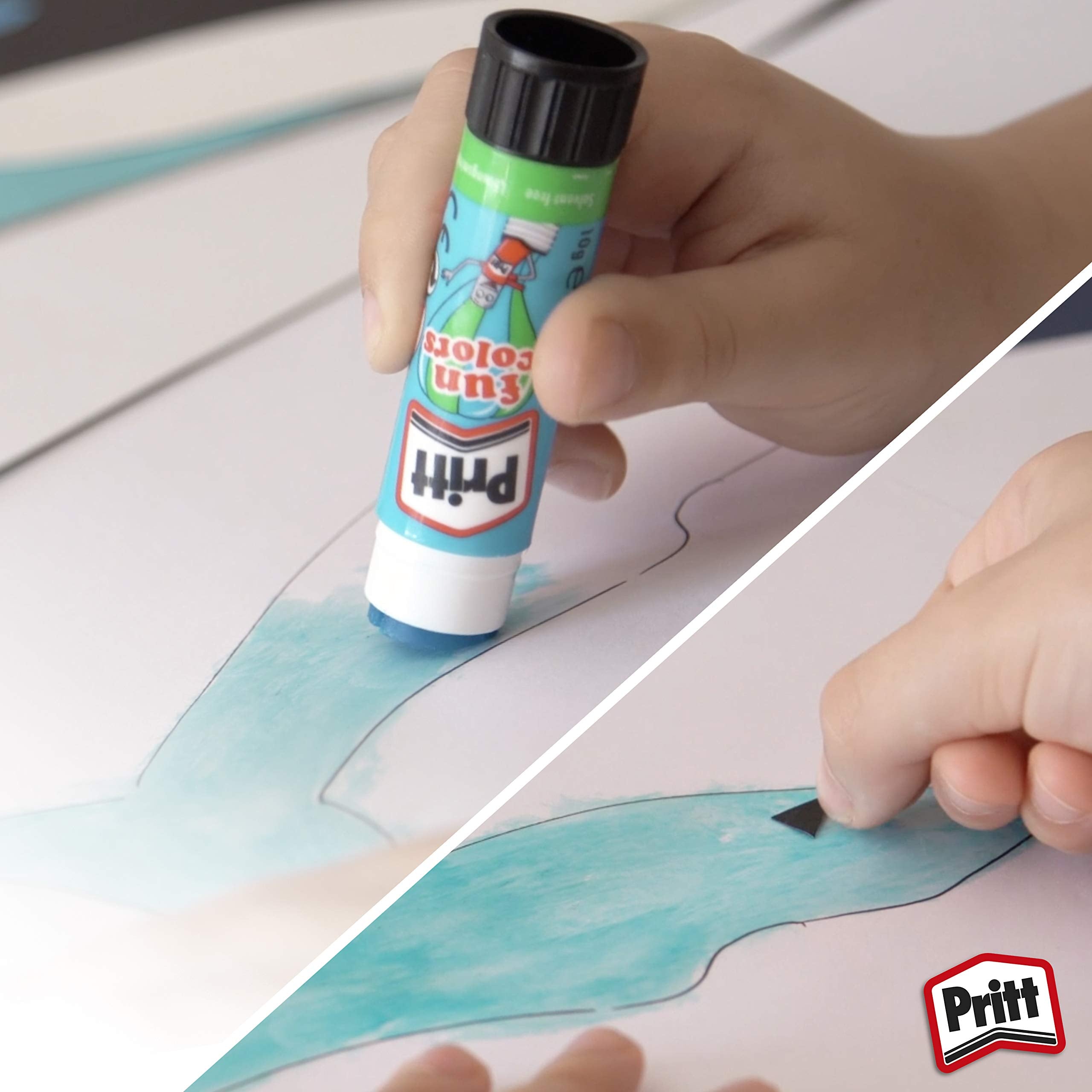 Pritt Coloured Glue Sticks - Pack of 4 (10g Each) | 97% Natural Ingredients | Washable 6