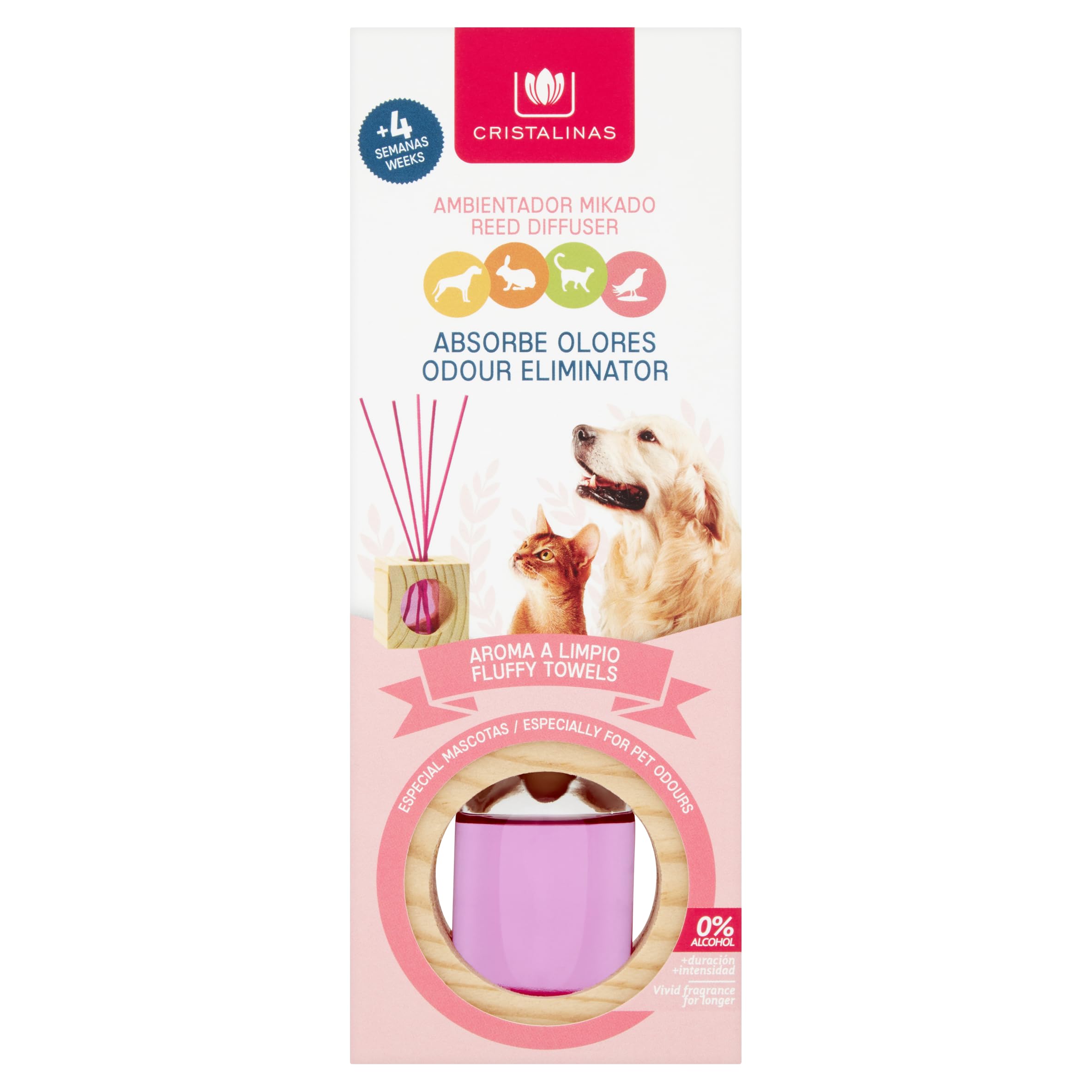 CRISTALINAS Fluffy Towels Pet Odour Eliminating Reed Diffuser | 4+ Weeks Fragrance | 0% Alcohol 1