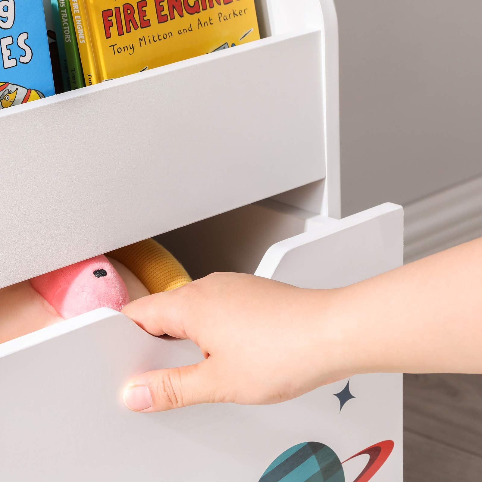 SONGMICS Children's Bookcase with 3 Shelves and Detachable Toy Box | White | 62.5W x 29.5D x 70H cm 5