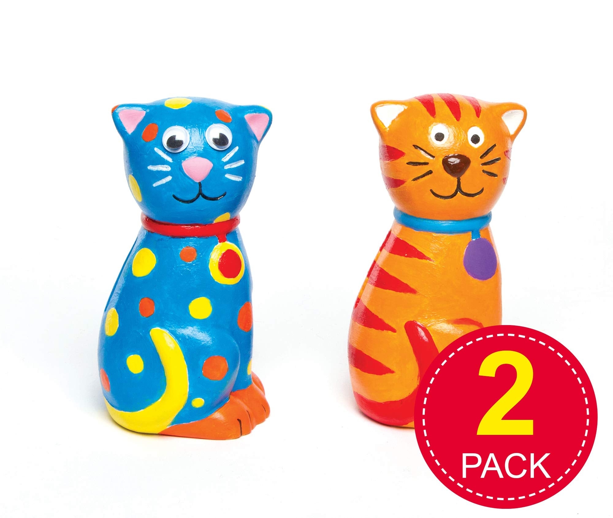 Baker Ross Ceramic Cat Coin Bank Craft Kit for Kids to Paint and Decorate (Pack of 2) | 12 cm 2