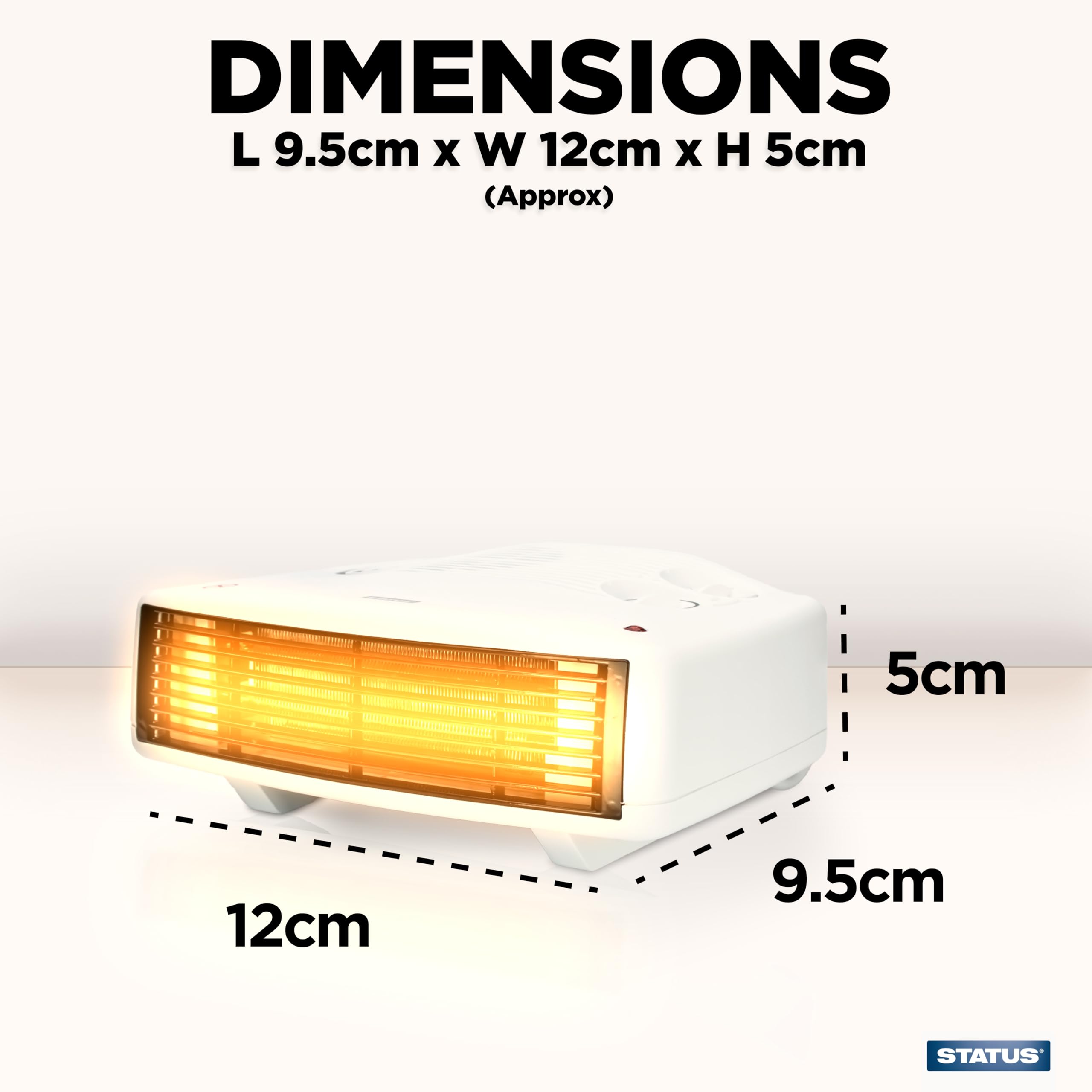 Status Flat Fan Heater - 3000W Power | Portable | Dual Heat Settings 5