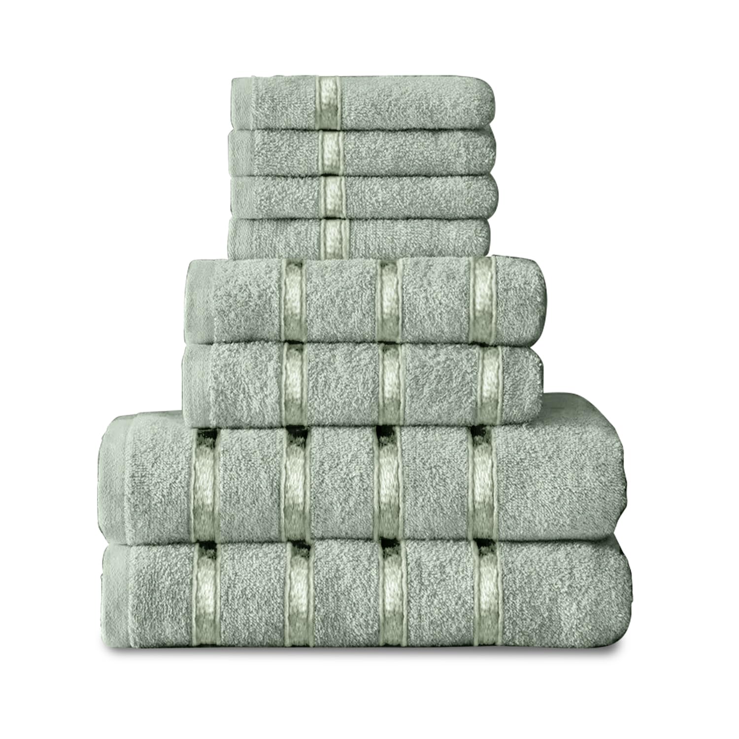 GC GAVENO CAVAILIA 8 Piece Towel Set - 450 GSM Quick Dry Cotton | Duck Egg | 4 Face, 2 Hand, 2 Bath 1