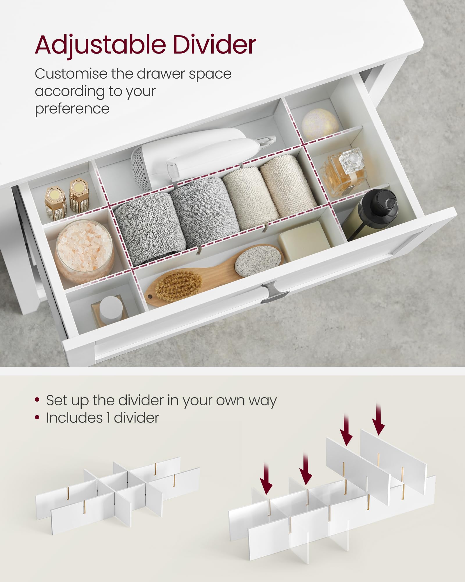 VASAGLE Bathroom Floor Cabinet - Cloud White | 2 Drawers, 1 Shelf, Rattan Baskets | 30x60x80 cm 5